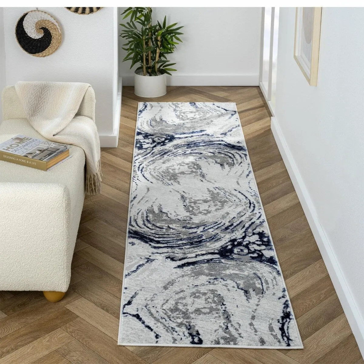 Luxe Weavers Marble Swirl Area Rug. Stain-Resistant Carpet
