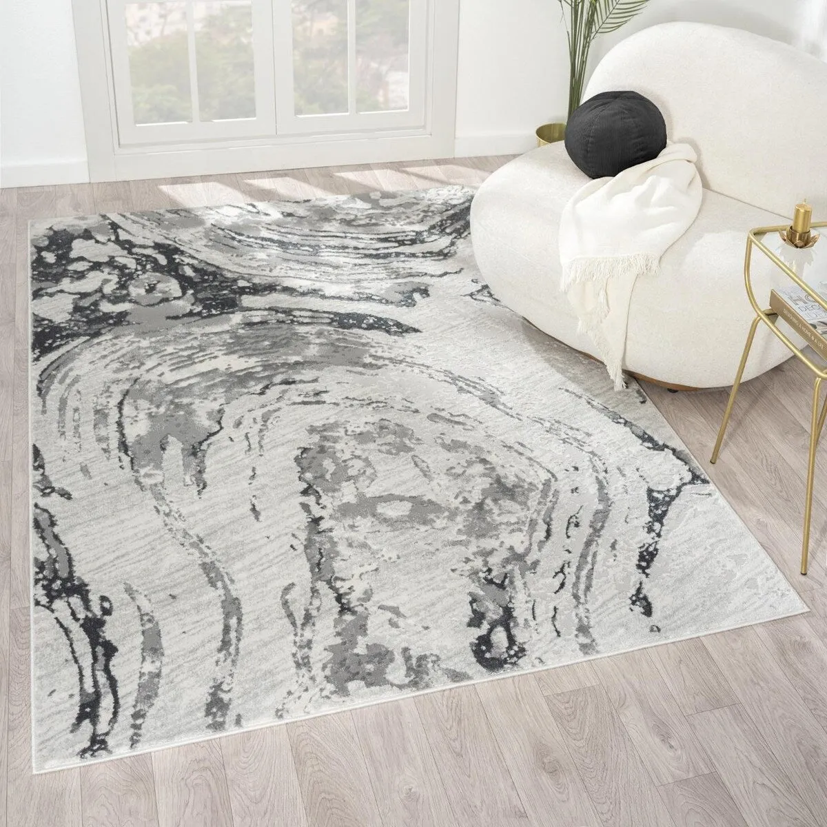 Luxe Weavers Marble Swirl Area Rug. Stain-Resistant Carpet