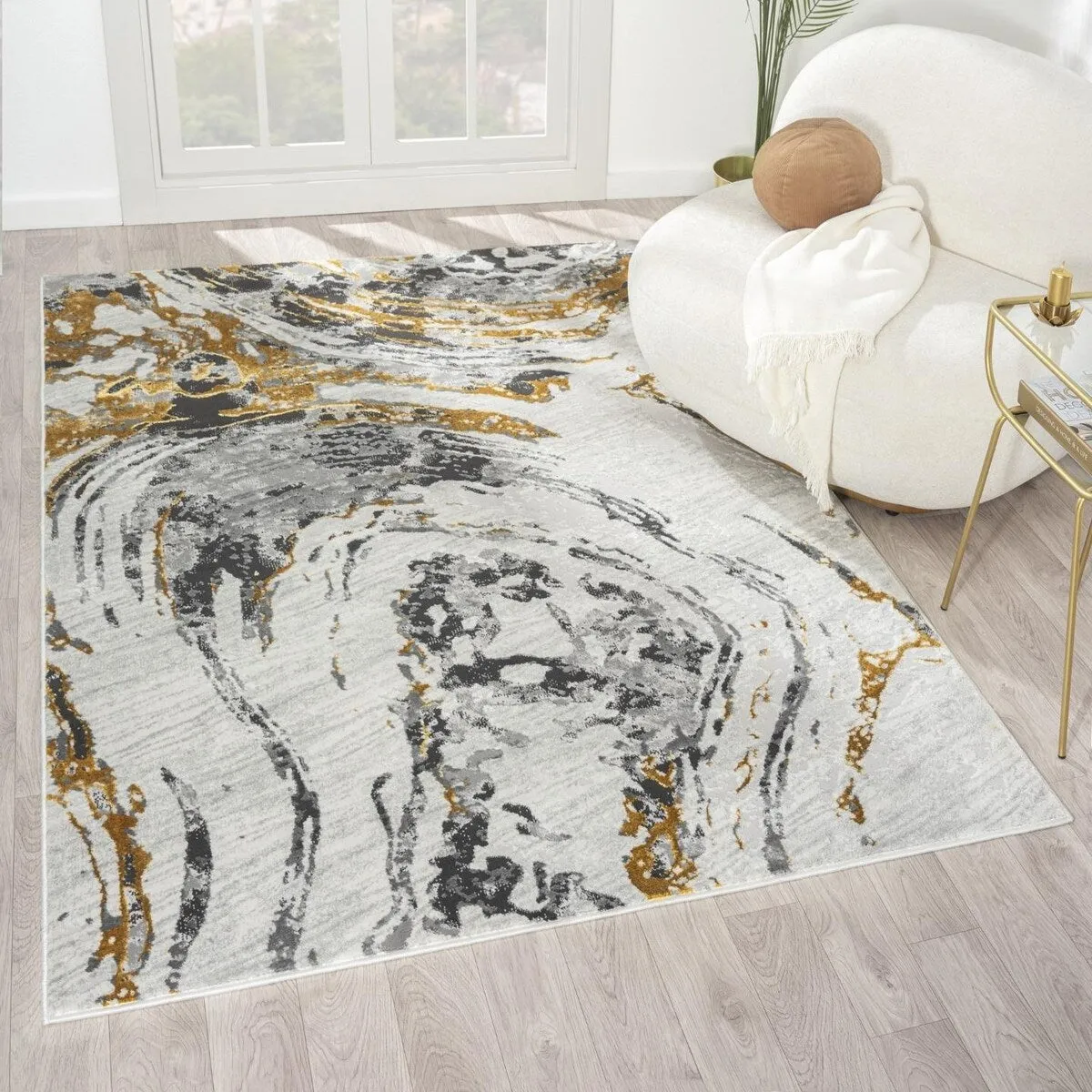 Luxe Weavers Marble Swirl Area Rug. Stain-Resistant Carpet