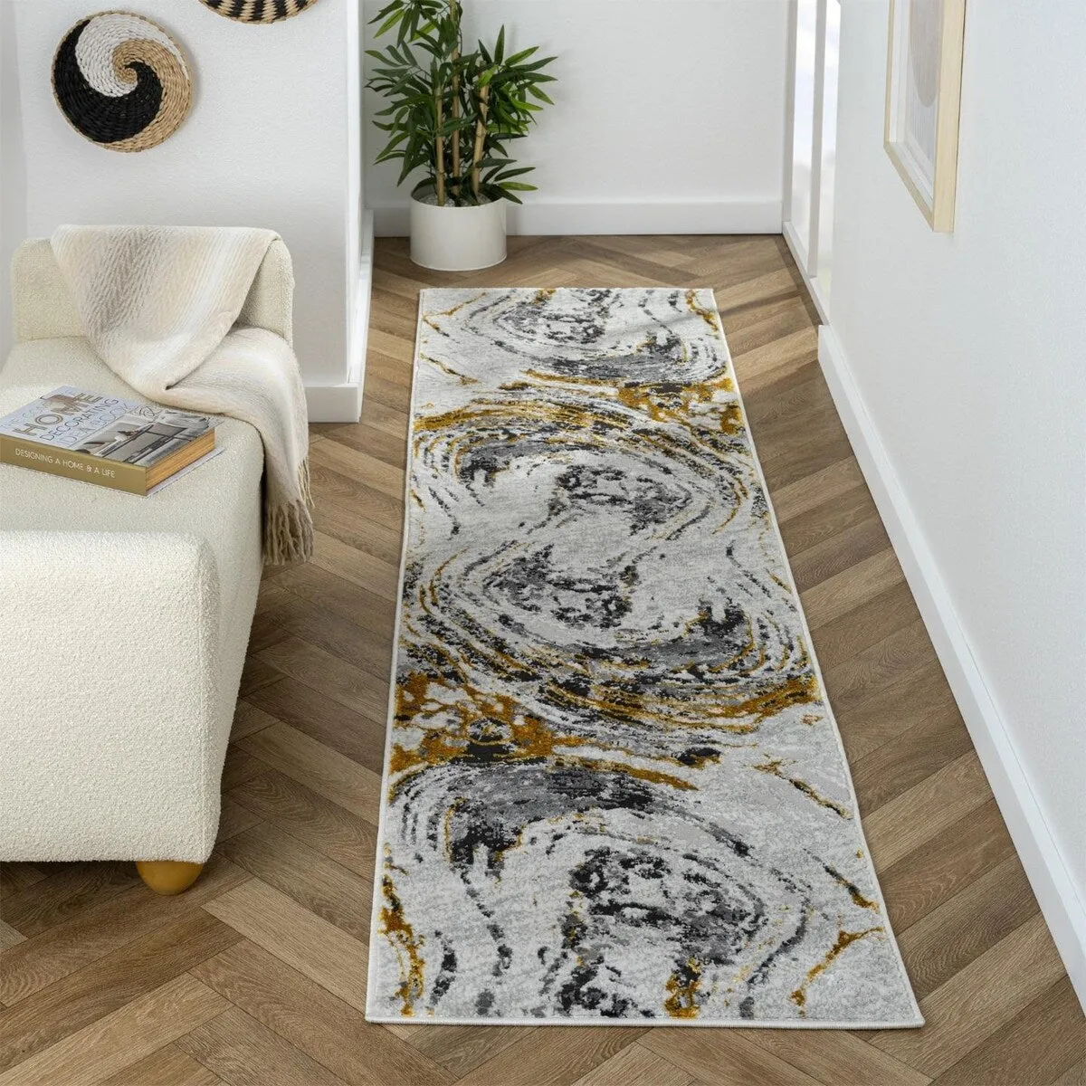 Luxe Weavers Marble Swirl Area Rug. Stain-Resistant Carpet