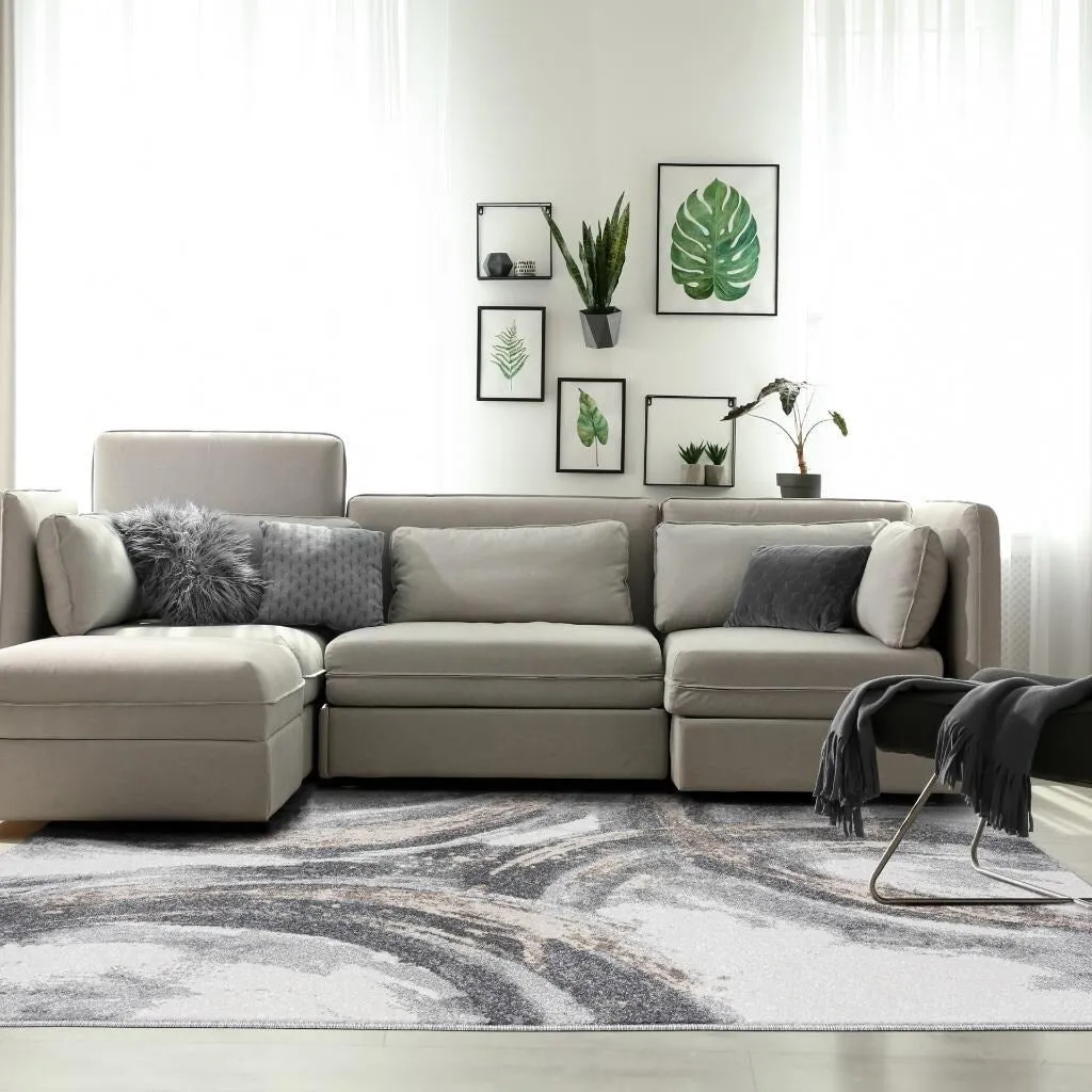 Luxe Weavers Modern Distressed Abstract Area Rug