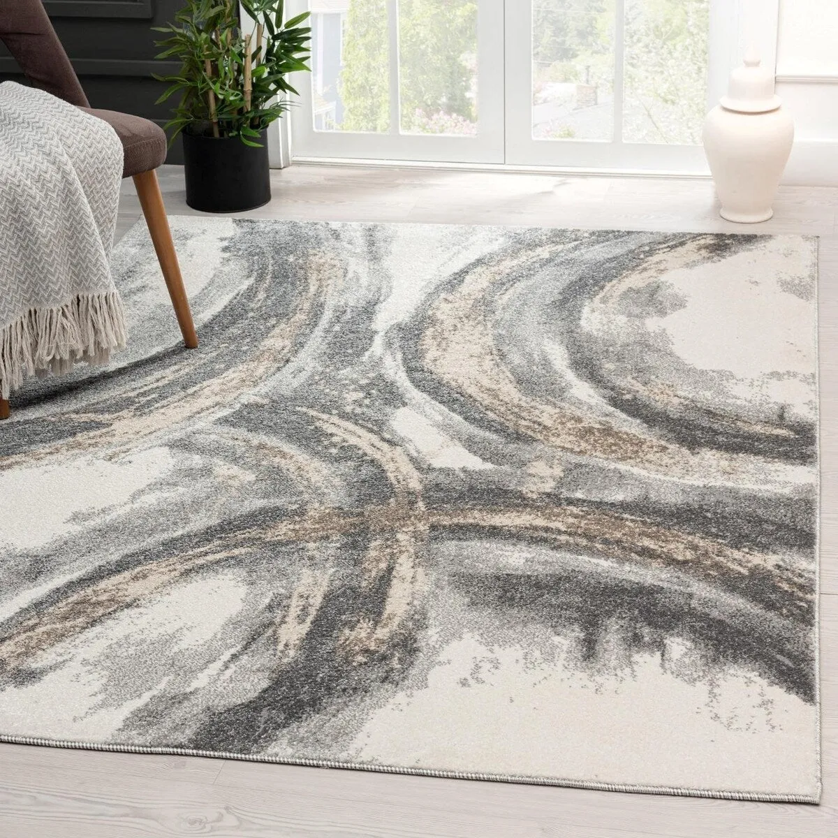 Luxe Weavers Modern Distressed Abstract Area Rug
