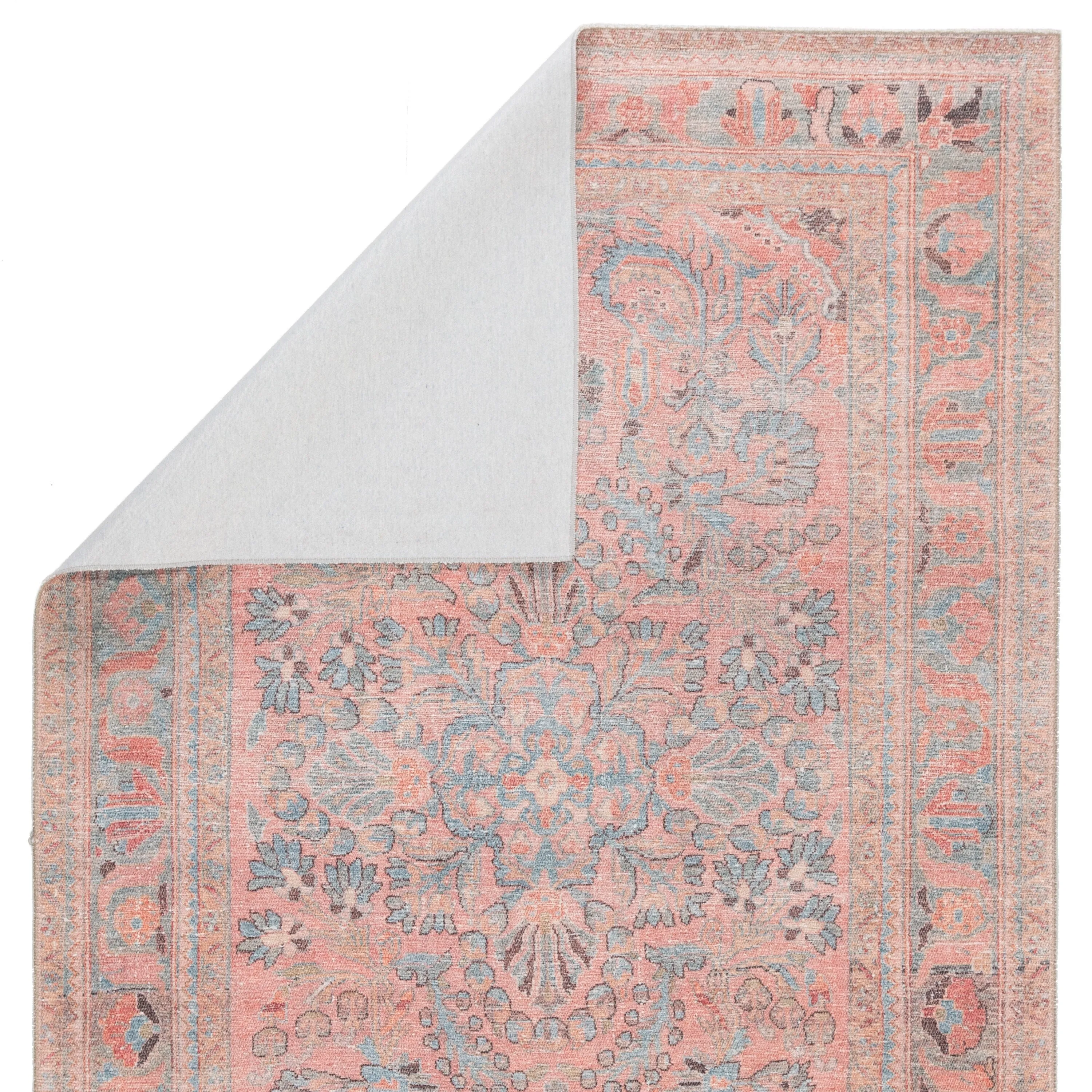 Machine Washable Gracewood Hollow Cumper Pink/ Light Blue Medallion Area Rug