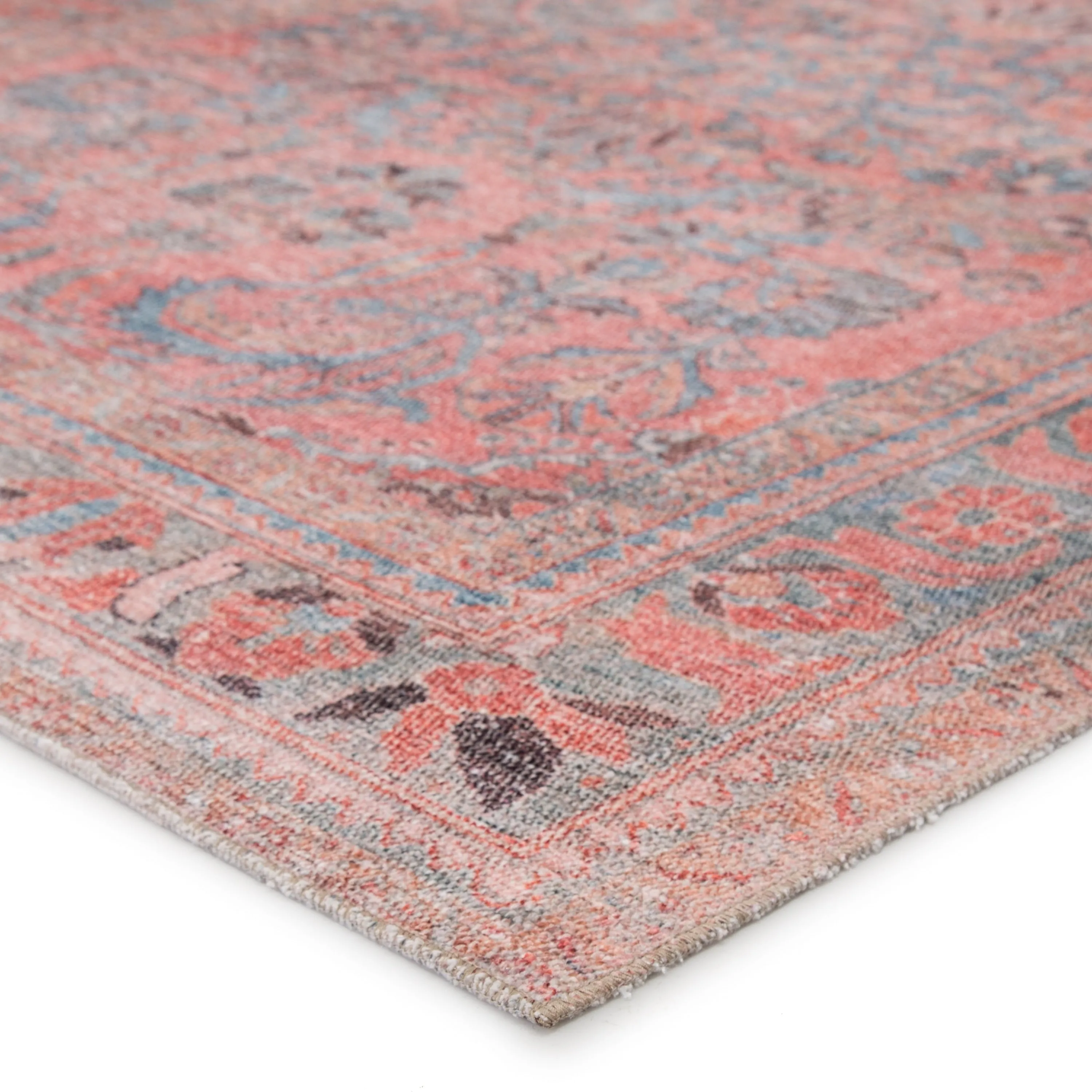 Machine Washable Gracewood Hollow Cumper Pink/ Light Blue Medallion Area Rug