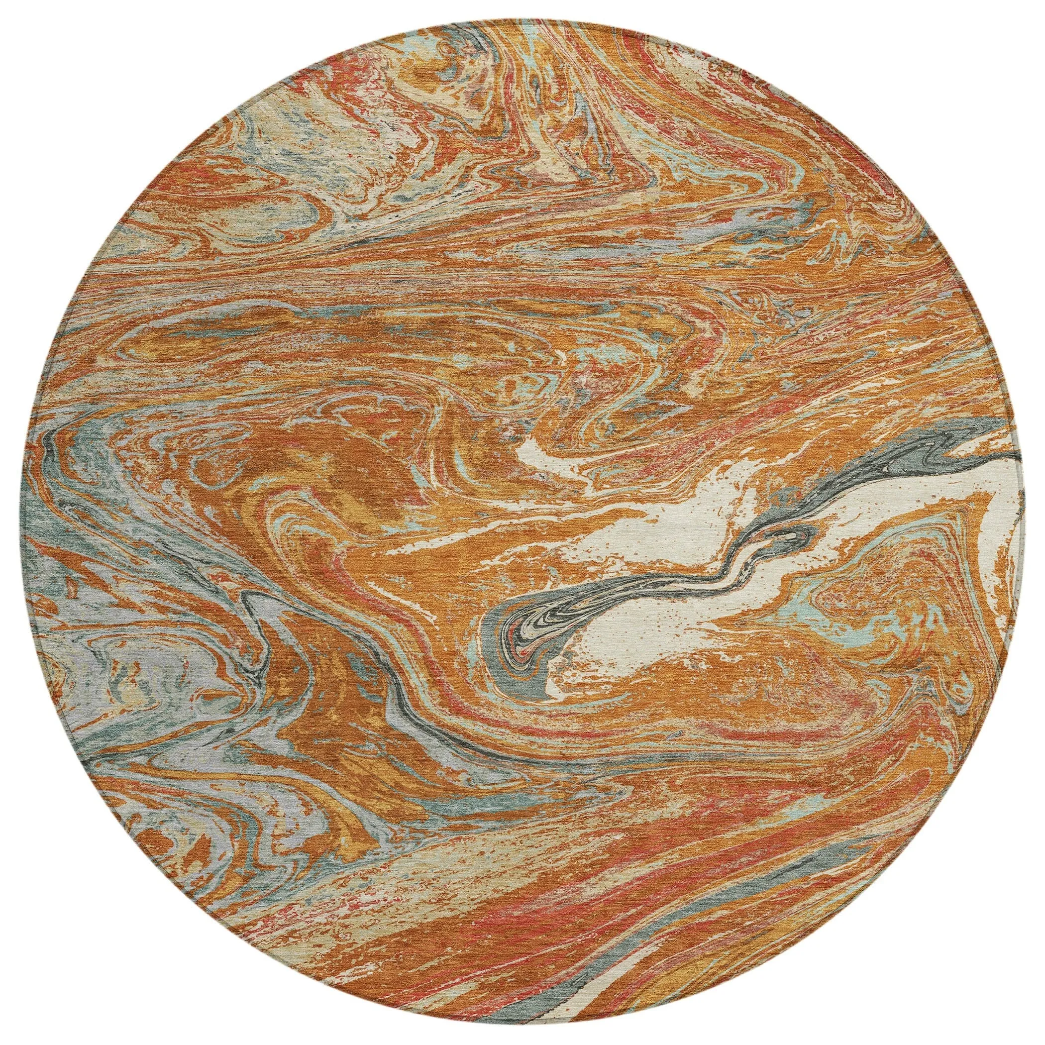 Machine Washable Indoor/ Outdoor Abstract Brushstroke Chantille Rug