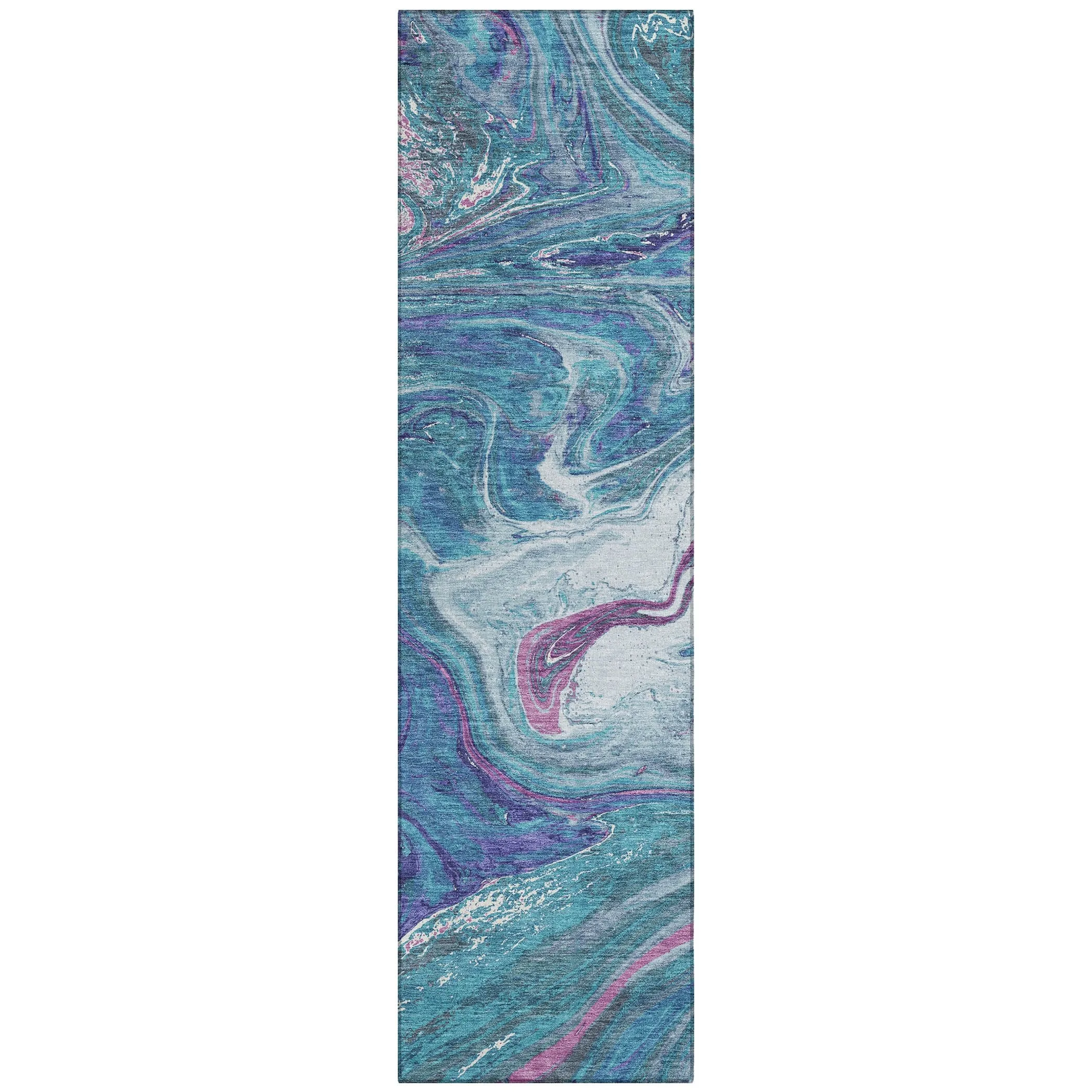 Machine Washable Indoor/ Outdoor Abstract Brushstroke Chantille Rug