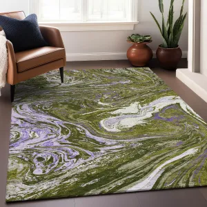 Machine Washable Indoor/ Outdoor Abstract Brushstroke Chantille Rug