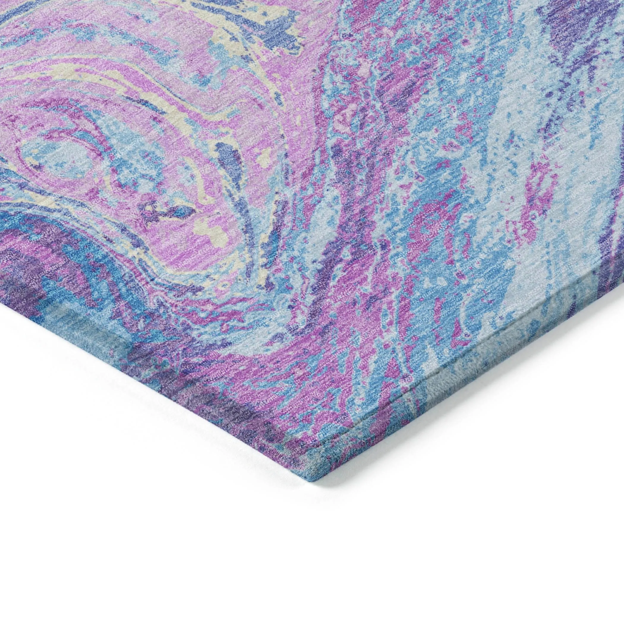Machine Washable Indoor/ Outdoor Abstract Brushstroke Chantille Rug