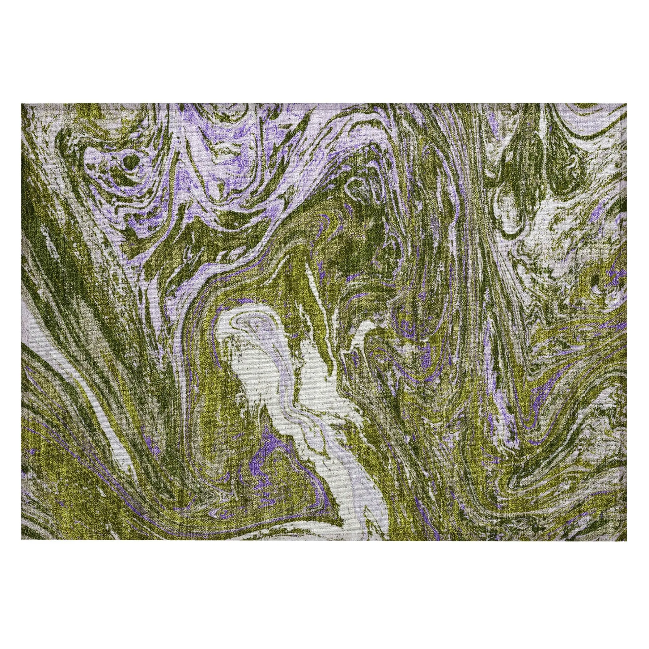 Machine Washable Indoor/ Outdoor Abstract Brushstroke Chantille Rug