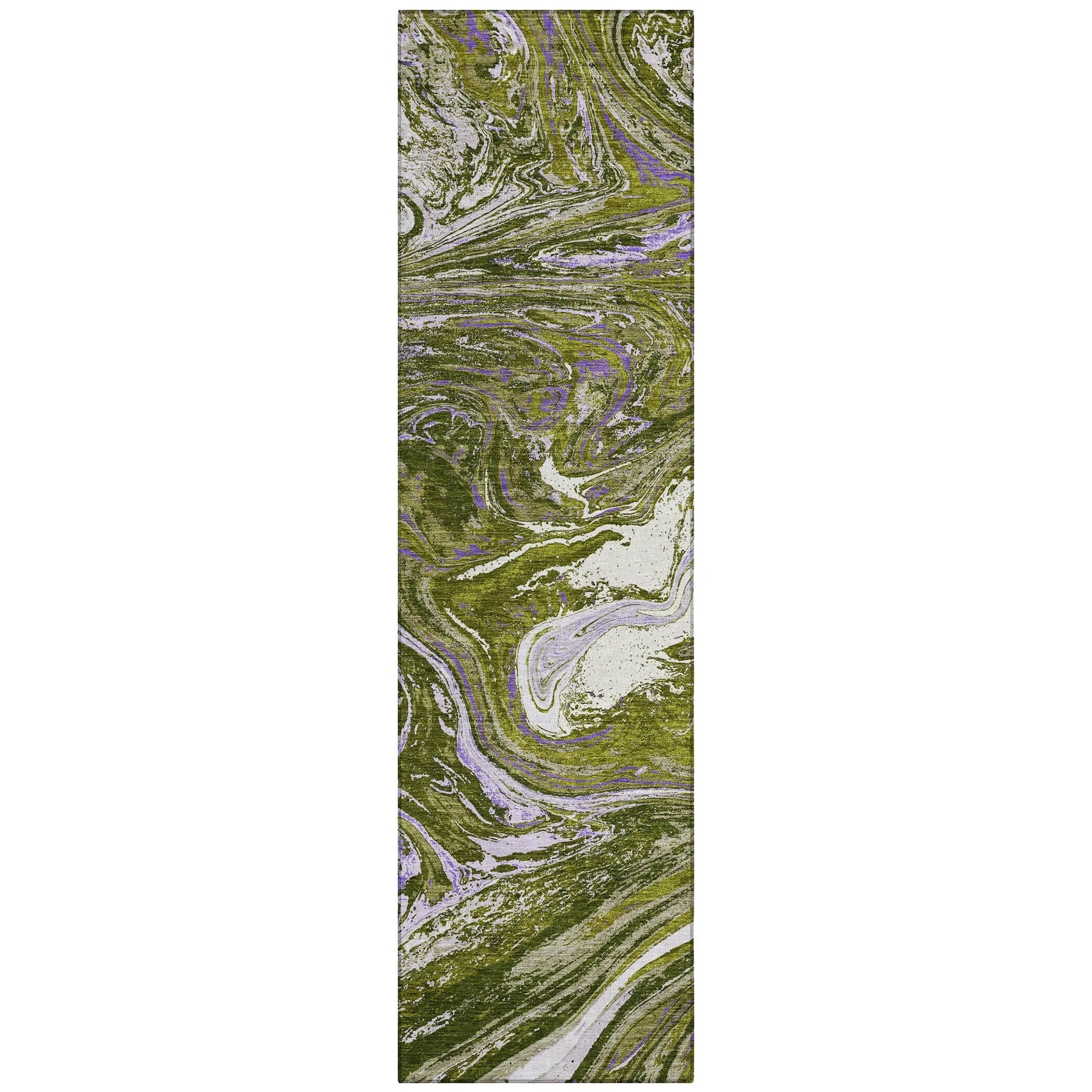 Machine Washable Indoor/ Outdoor Abstract Brushstroke Chantille Rug
