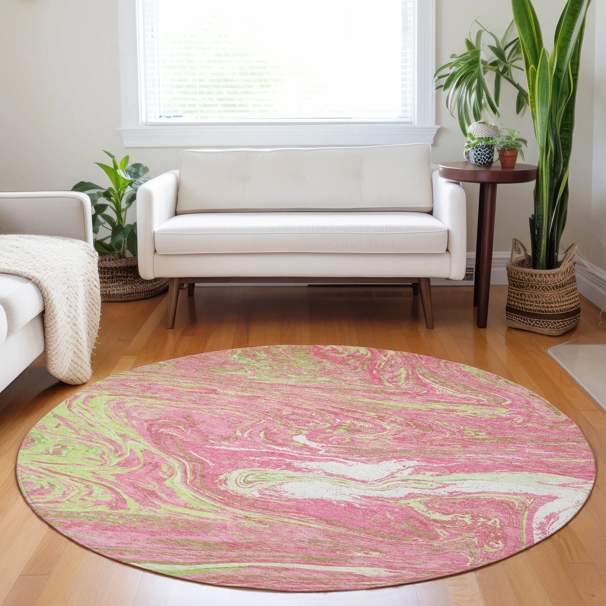 Machine Washable Indoor/ Outdoor Abstract Brushstroke Chantille Rug