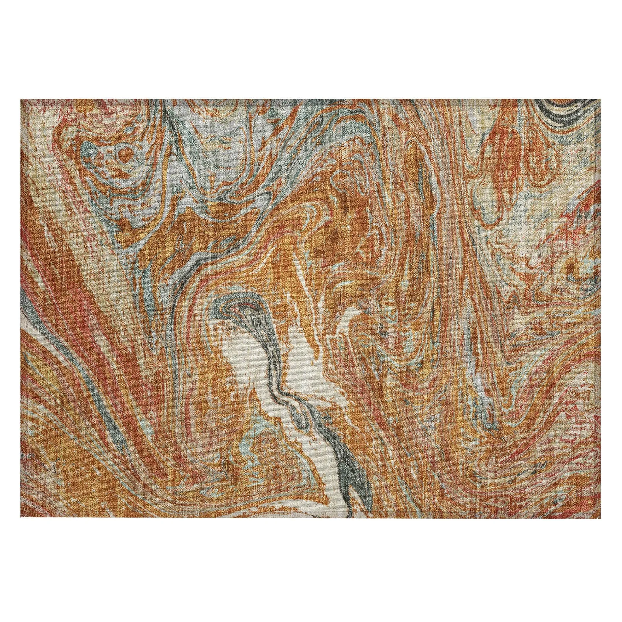 Machine Washable Indoor/ Outdoor Abstract Brushstroke Chantille Rug