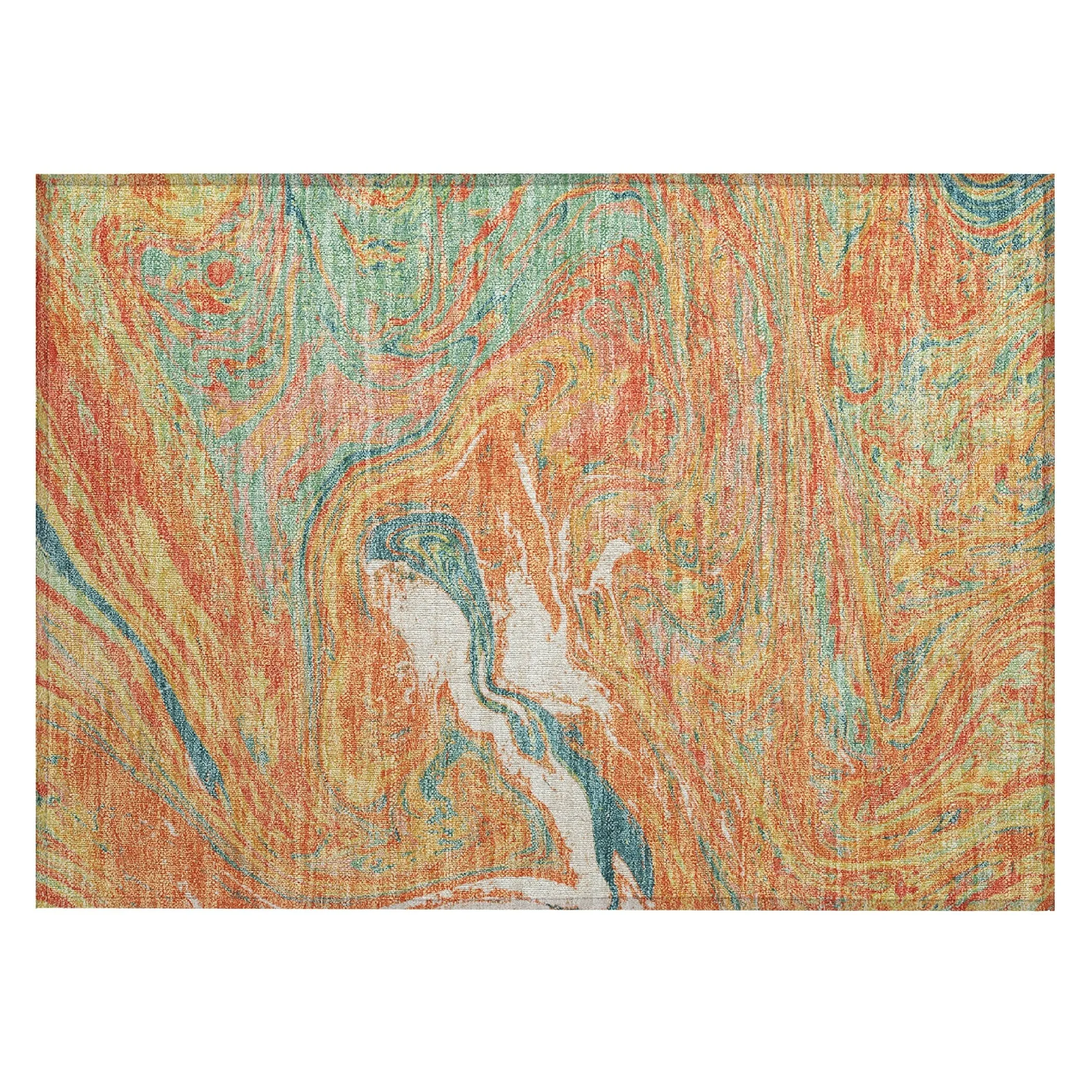 Machine Washable Indoor/ Outdoor Abstract Brushstroke Chantille Rug