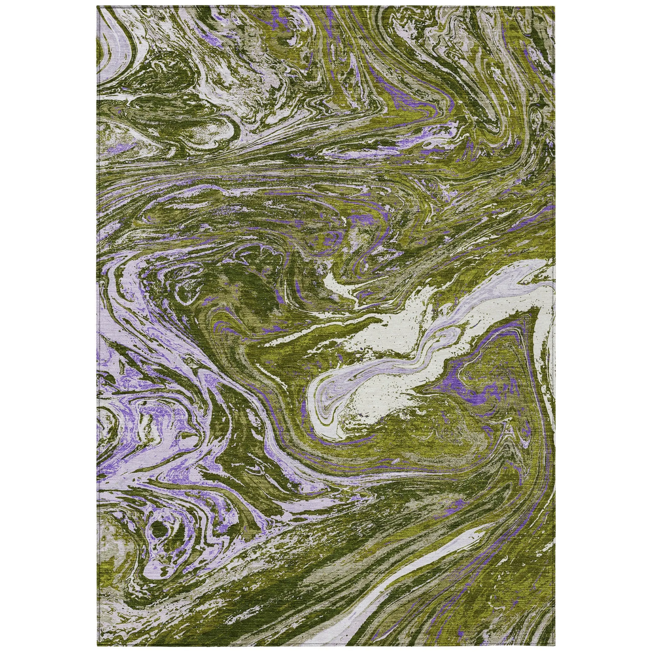 Machine Washable Indoor/ Outdoor Abstract Brushstroke Chantille Rug