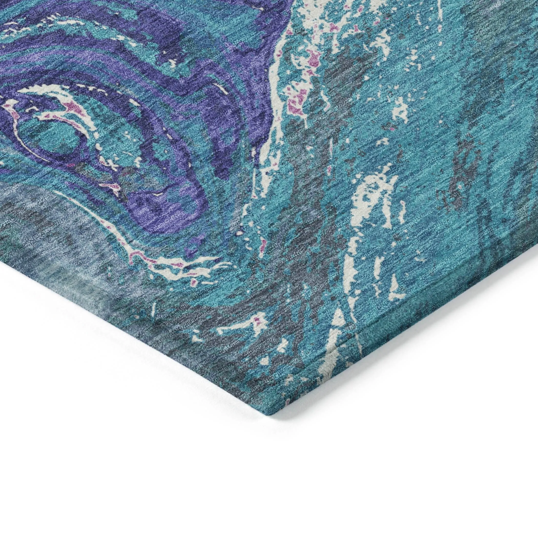 Machine Washable Indoor/ Outdoor Abstract Brushstroke Chantille Rug