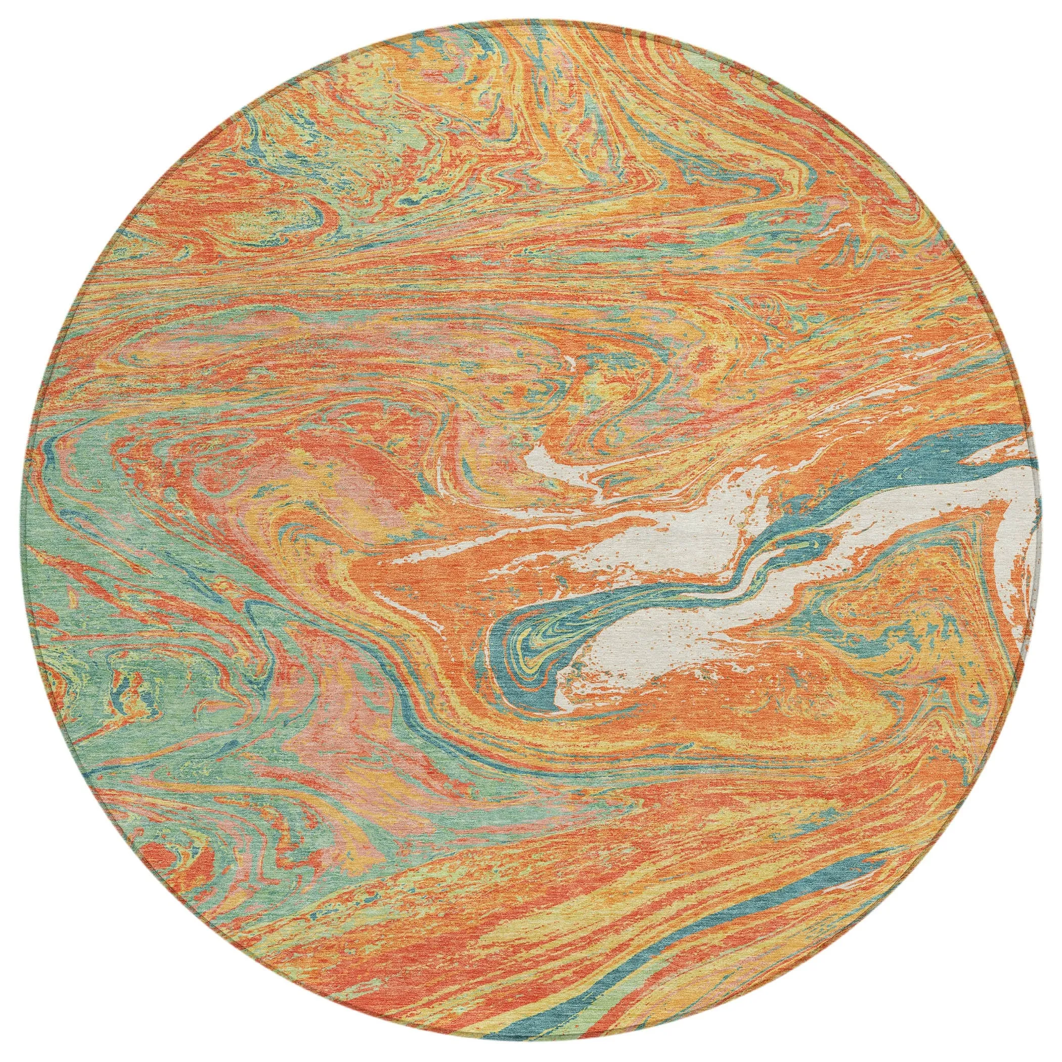 Machine Washable Indoor/ Outdoor Abstract Brushstroke Chantille Rug
