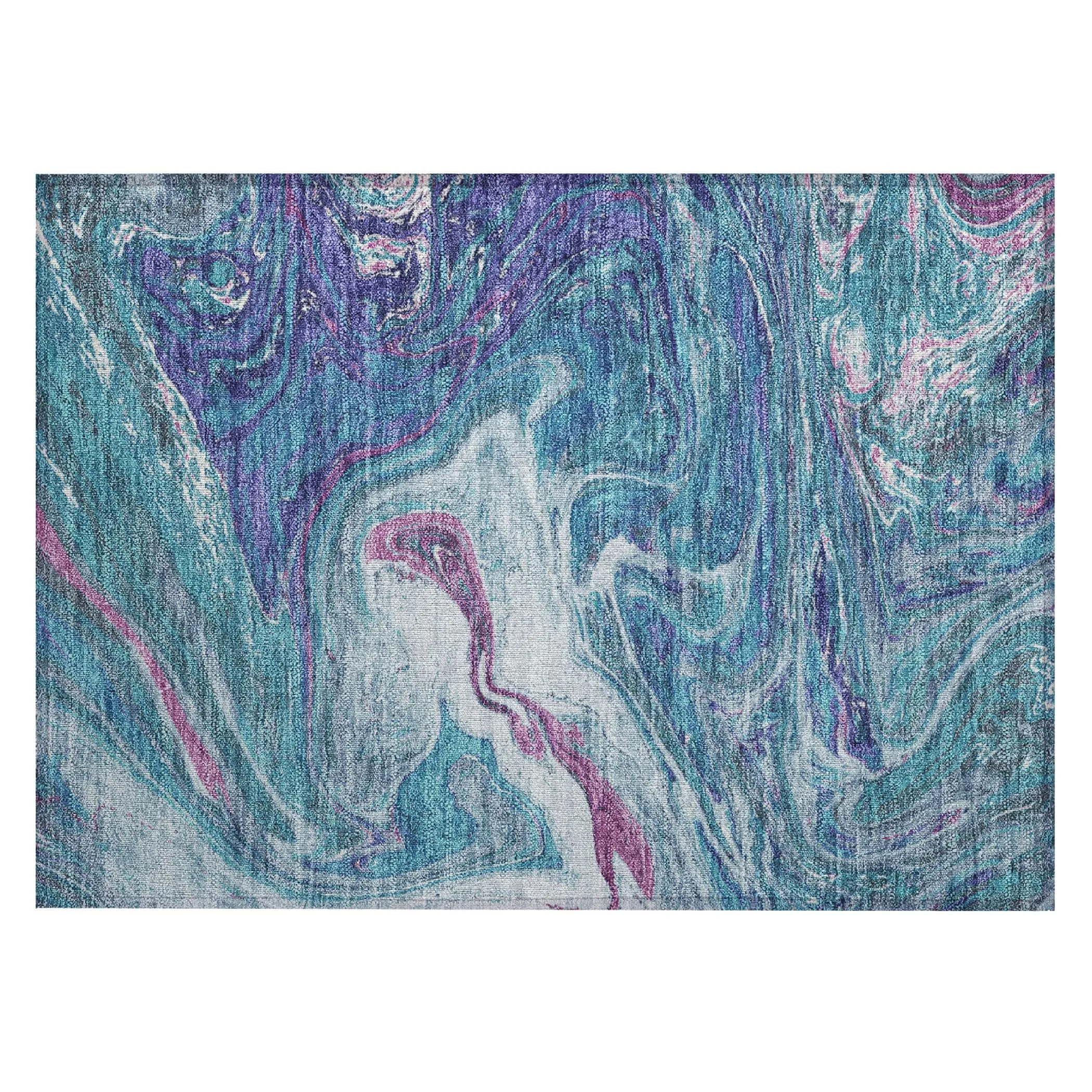 Machine Washable Indoor/ Outdoor Abstract Brushstroke Chantille Rug
