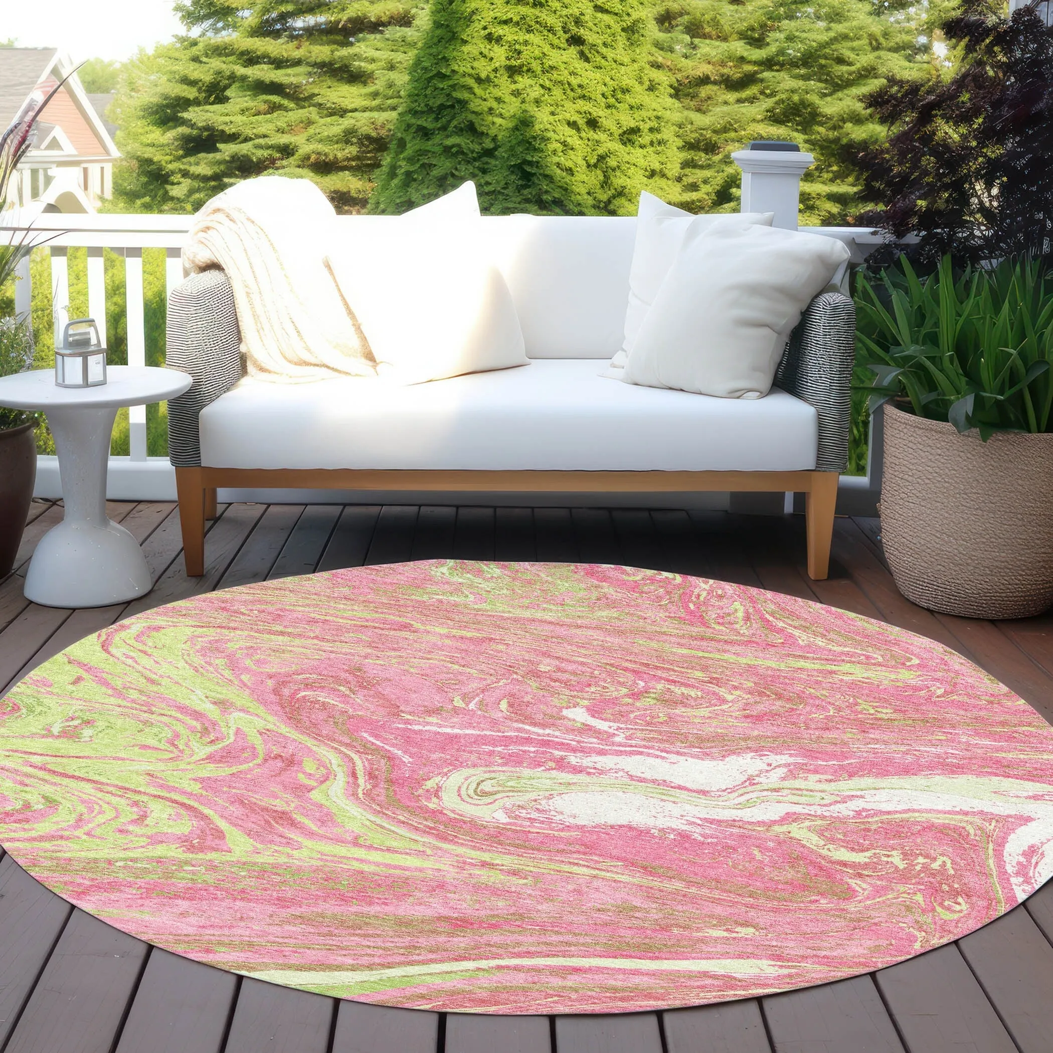 Machine Washable Indoor/ Outdoor Abstract Brushstroke Chantille Rug