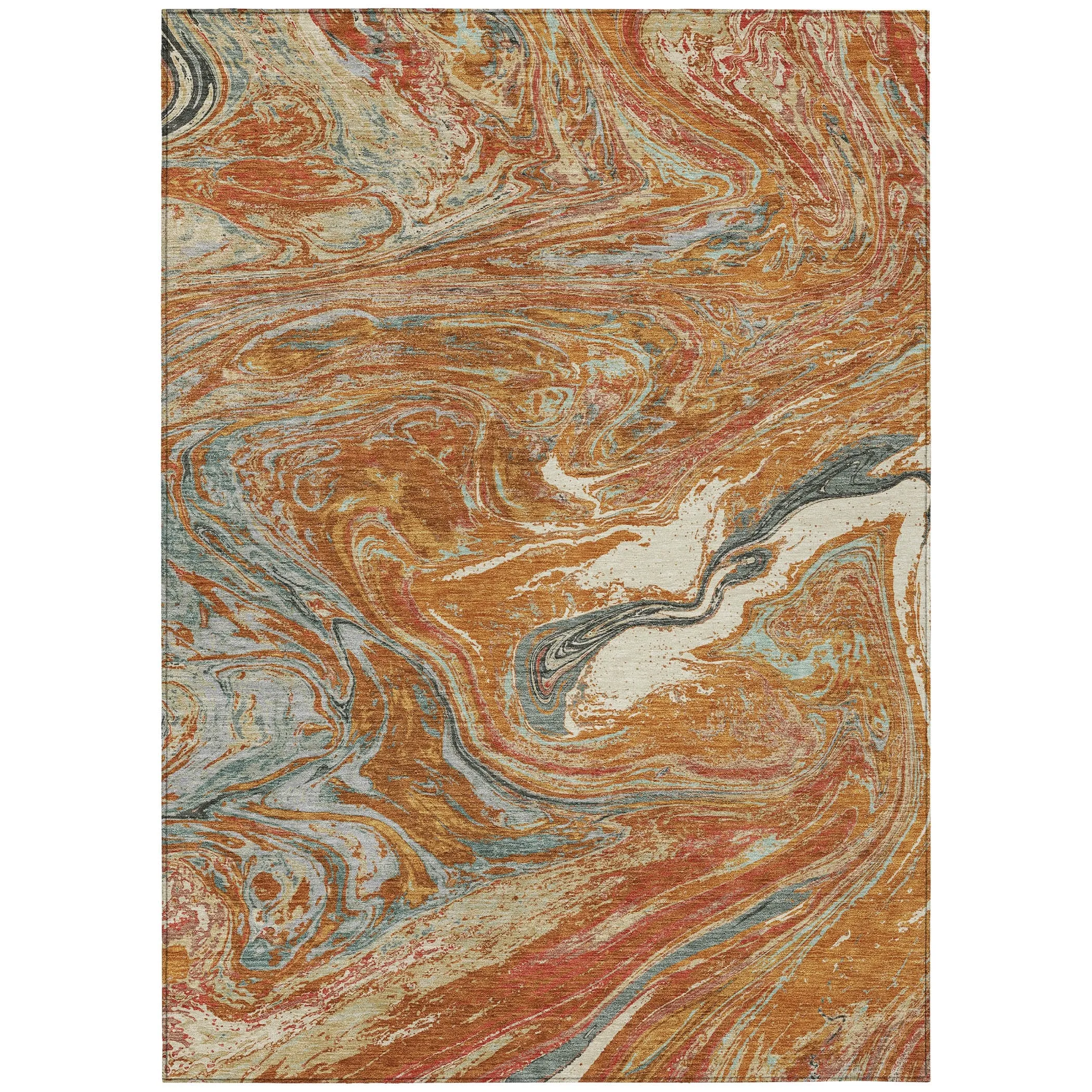 Machine Washable Indoor/ Outdoor Abstract Brushstroke Chantille Rug