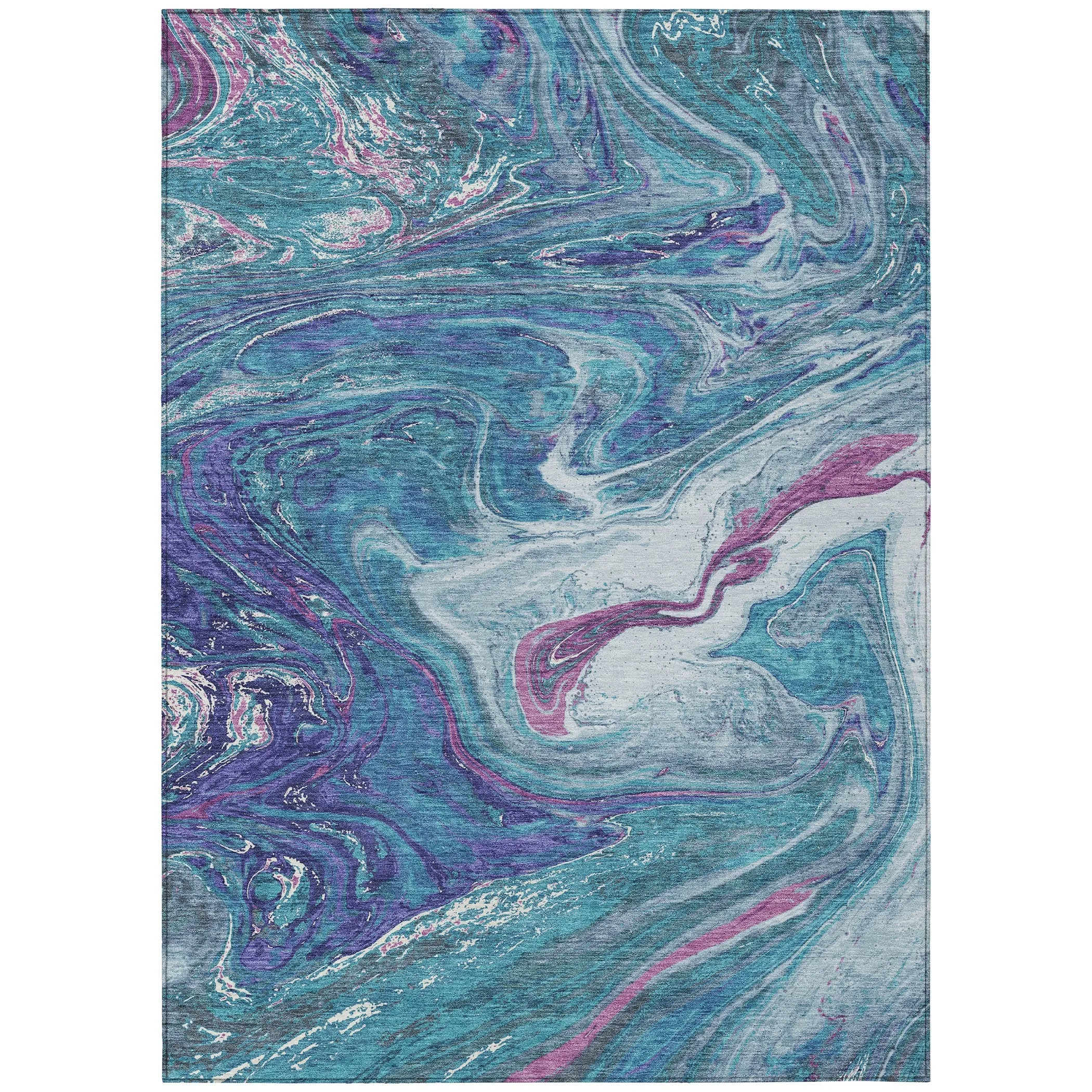Machine Washable Indoor/ Outdoor Abstract Brushstroke Chantille Rug
