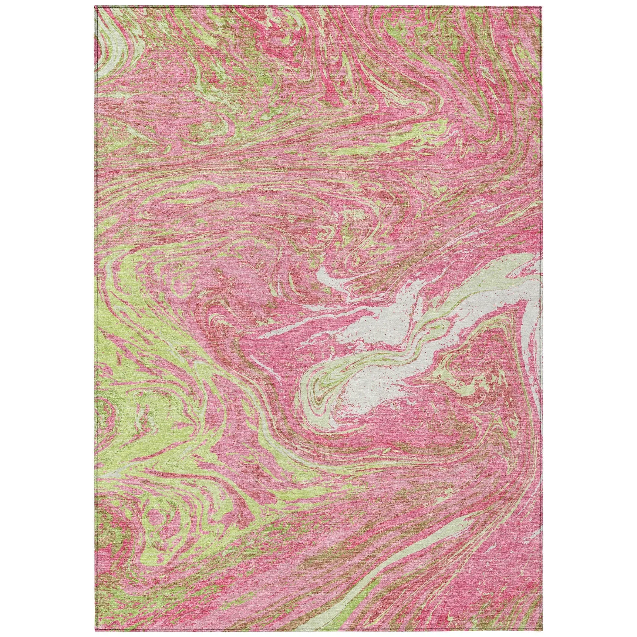 Machine Washable Indoor/ Outdoor Abstract Brushstroke Chantille Rug