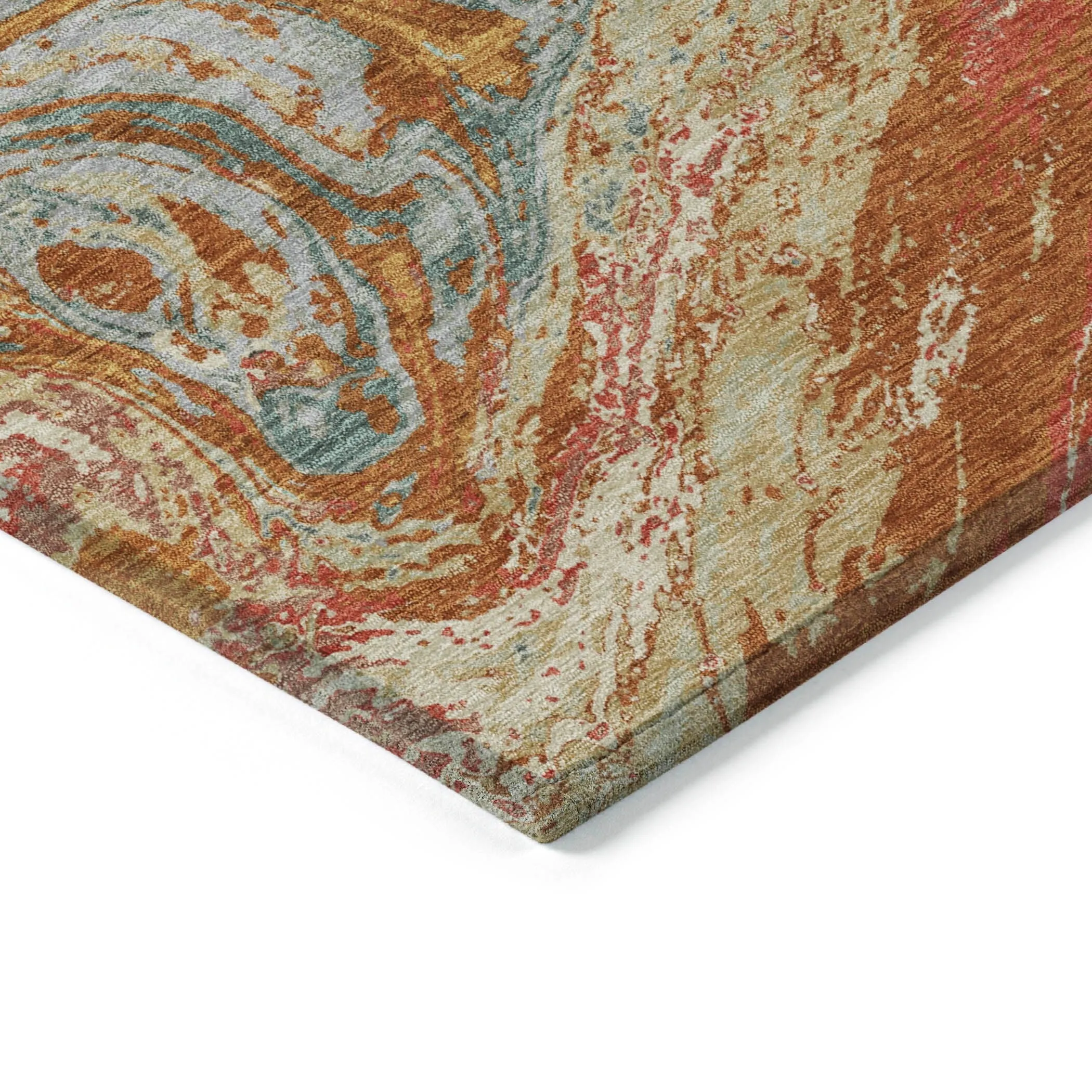 Machine Washable Indoor/ Outdoor Abstract Brushstroke Chantille Rug