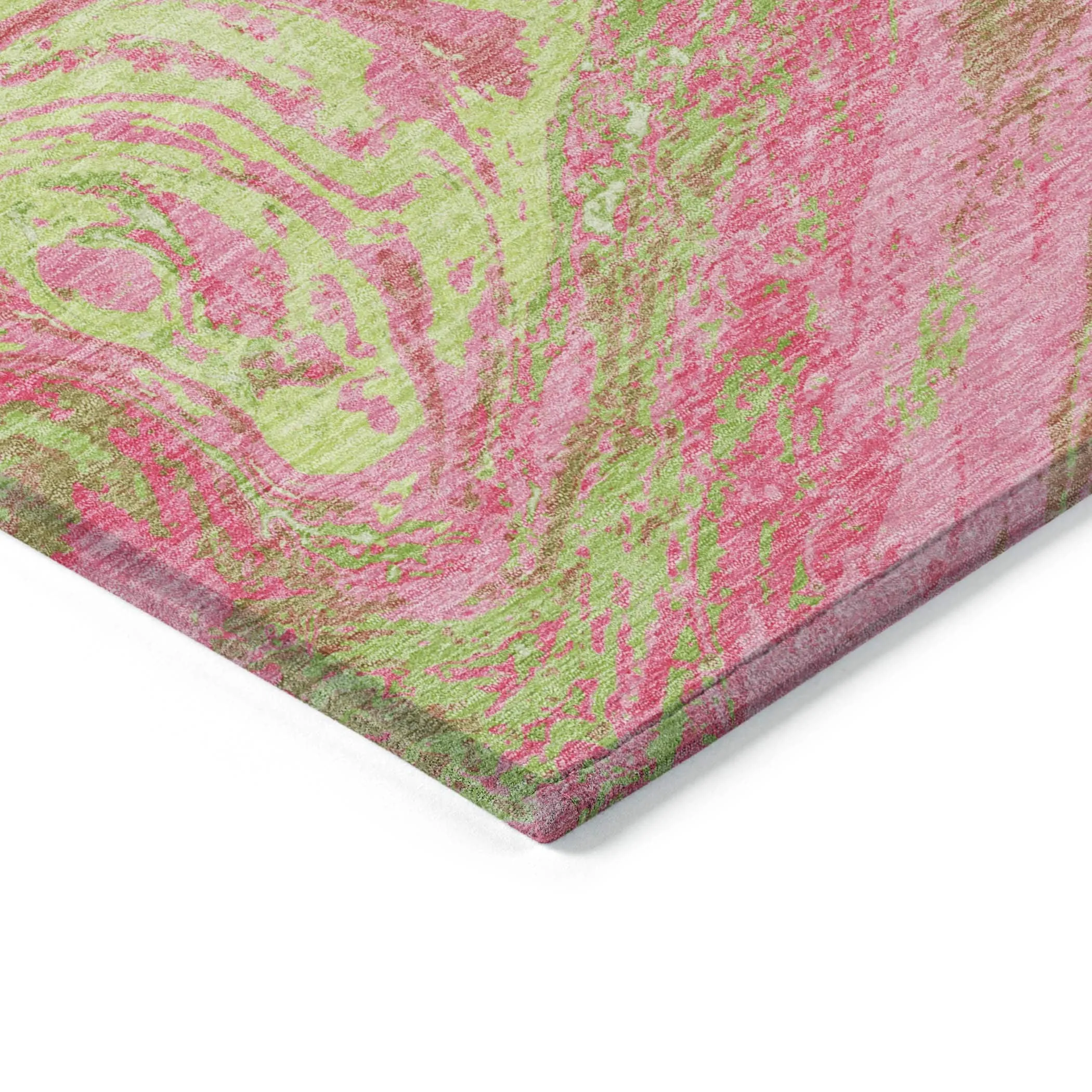 Machine Washable Indoor/ Outdoor Abstract Brushstroke Chantille Rug