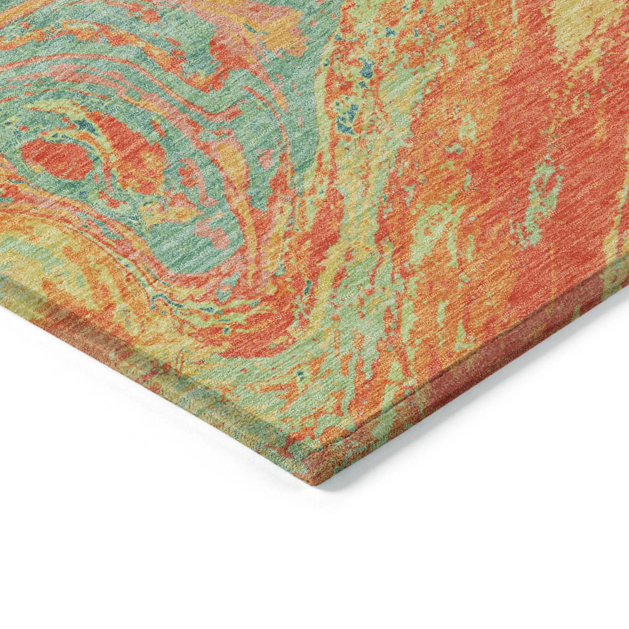 Machine Washable Indoor/ Outdoor Abstract Brushstroke Chantille Rug