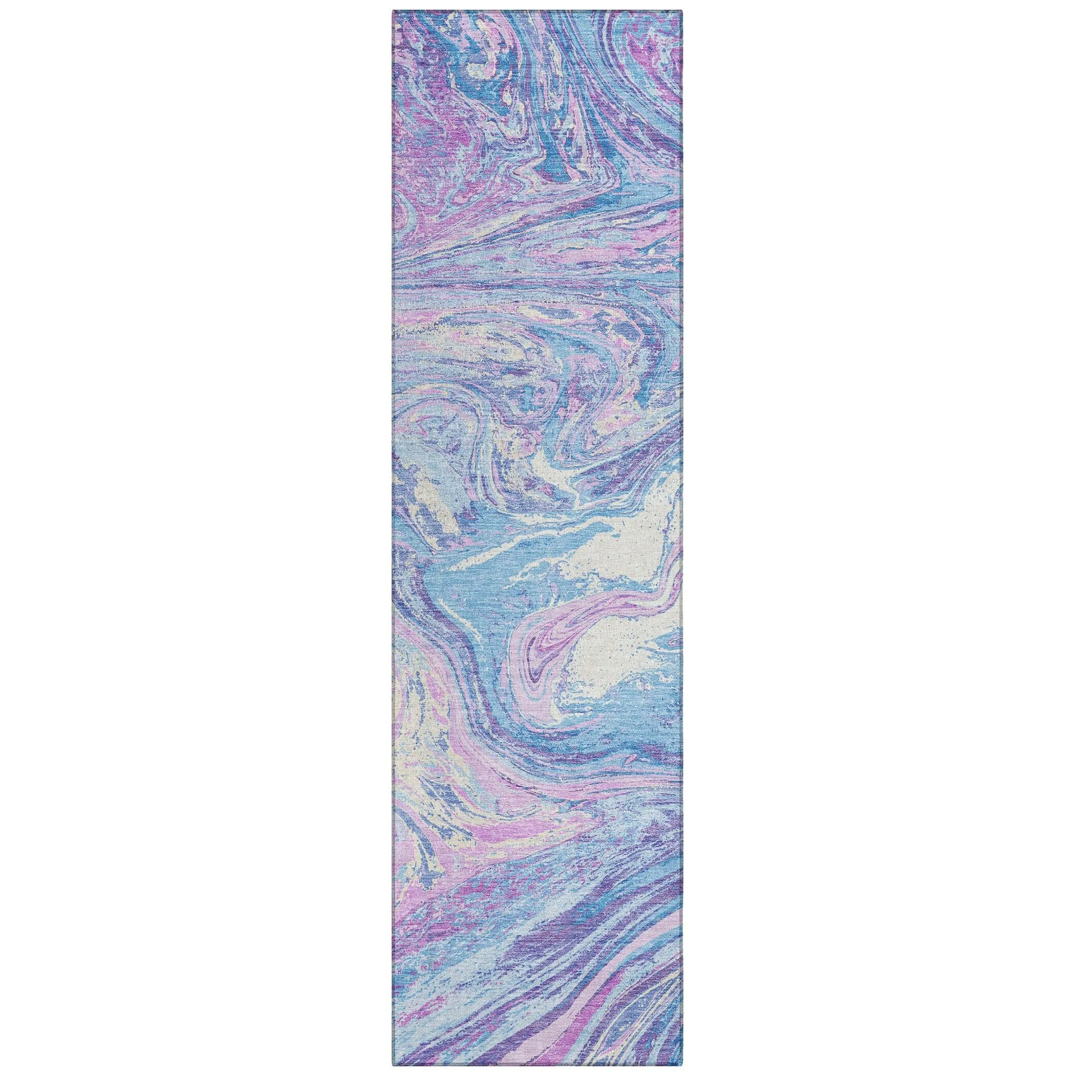 Machine Washable Indoor/ Outdoor Abstract Brushstroke Chantille Rug