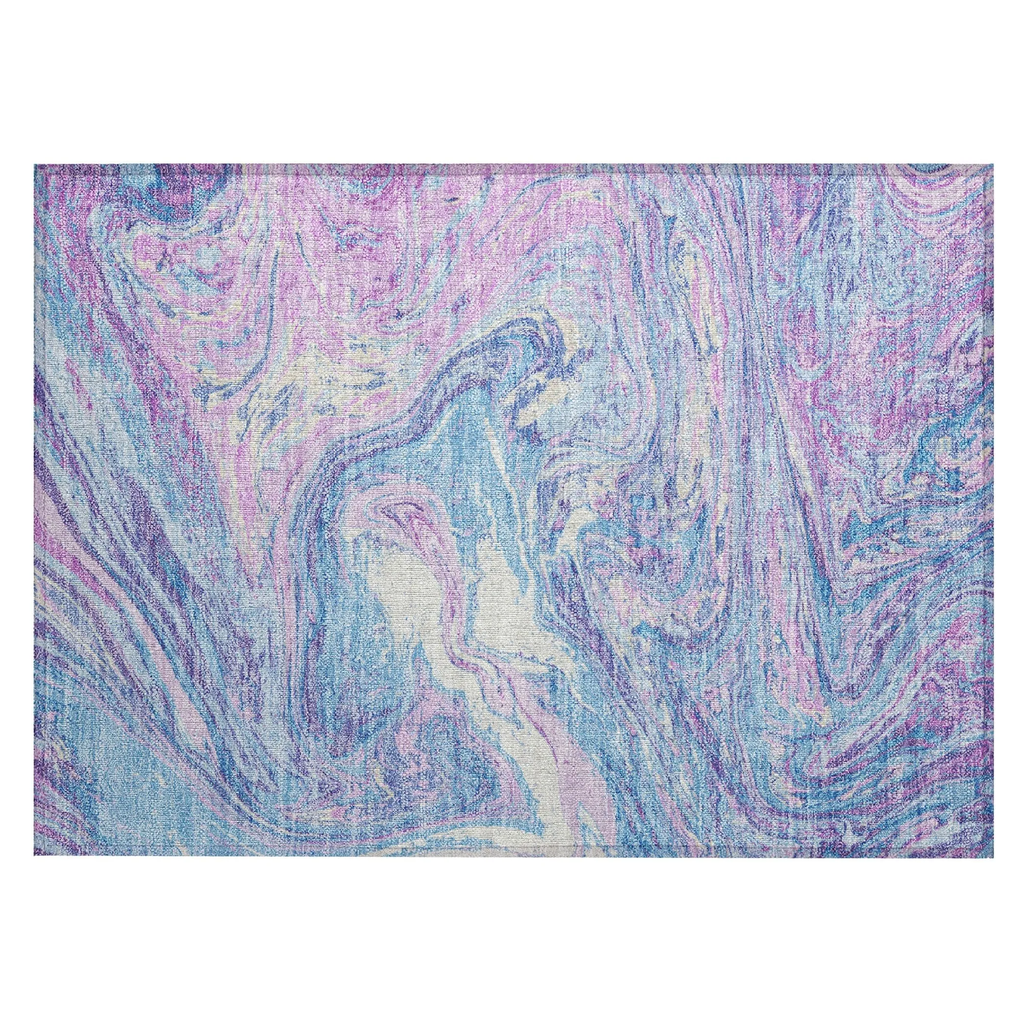 Machine Washable Indoor/ Outdoor Abstract Brushstroke Chantille Rug