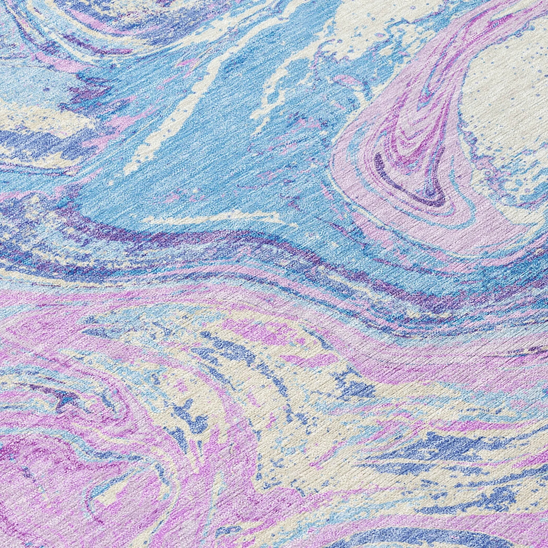 Machine Washable Indoor/ Outdoor Abstract Brushstroke Chantille Rug