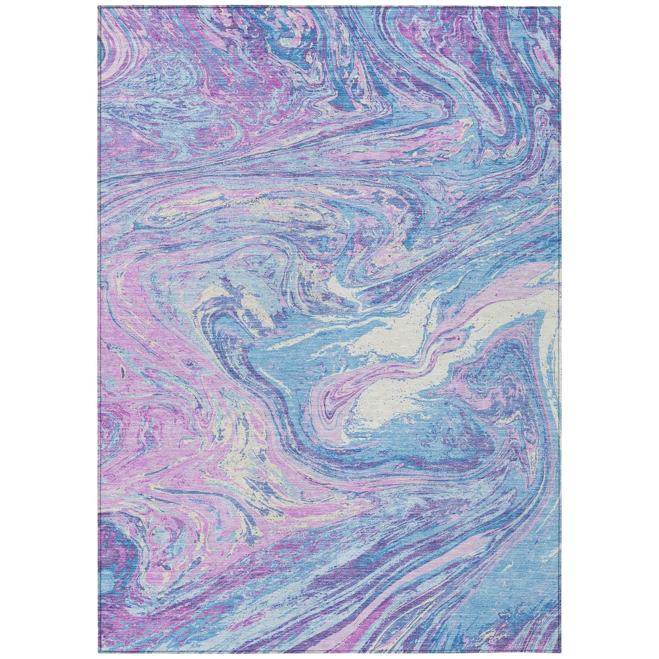 Machine Washable Indoor/ Outdoor Abstract Brushstroke Chantille Rug
