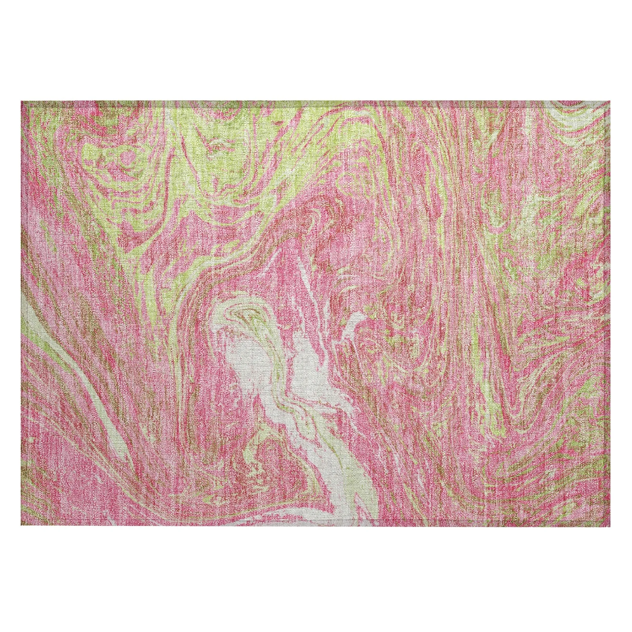 Machine Washable Indoor/ Outdoor Abstract Brushstroke Chantille Rug