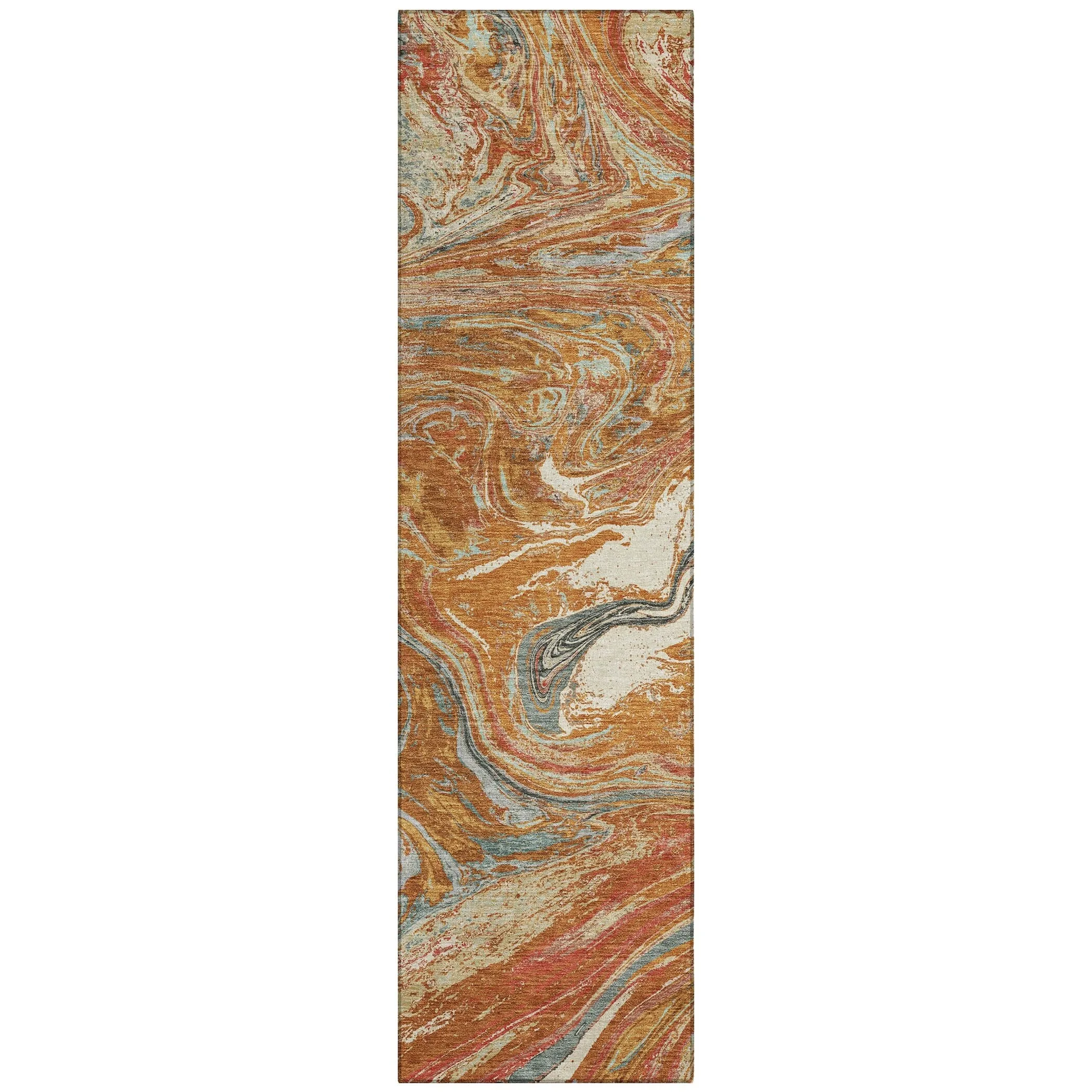 Machine Washable Indoor/ Outdoor Abstract Brushstroke Chantille Rug