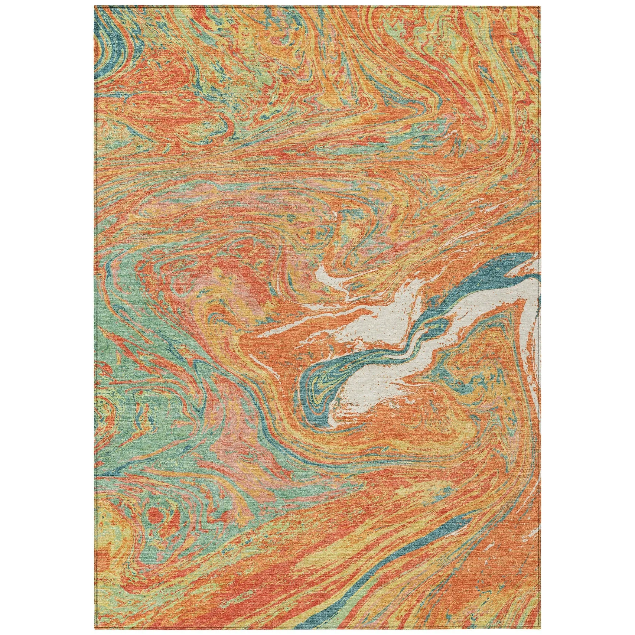 Machine Washable Indoor/ Outdoor Abstract Brushstroke Chantille Rug