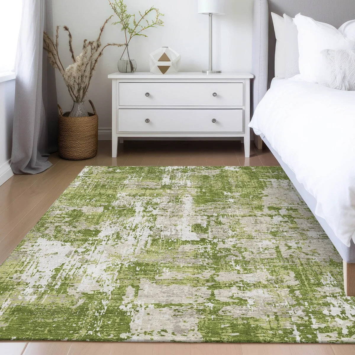 Machine Washable Indoor/ Outdoor Abstract Chantille Rug