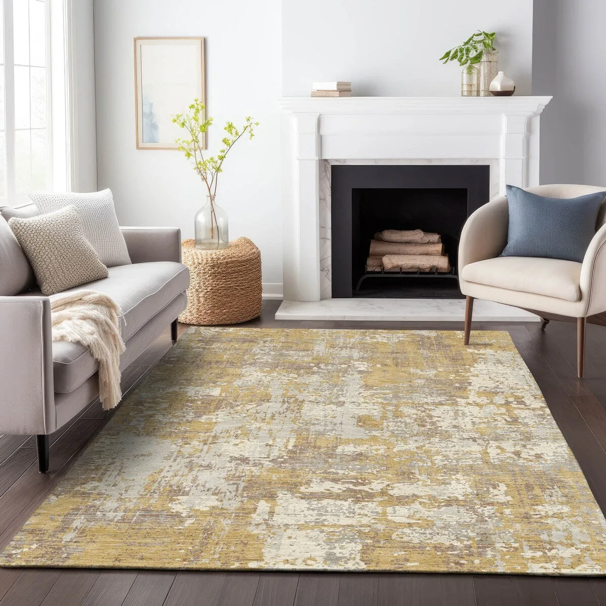 Machine Washable Indoor/ Outdoor Abstract Chantille Rug