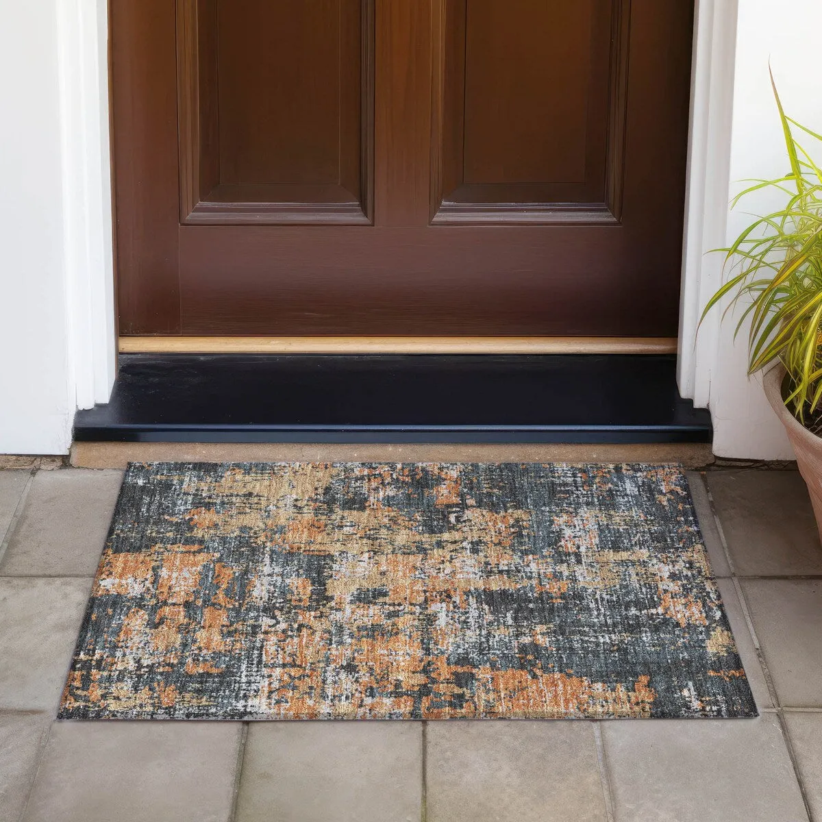 Machine Washable Indoor/ Outdoor Abstract Chantille Rug