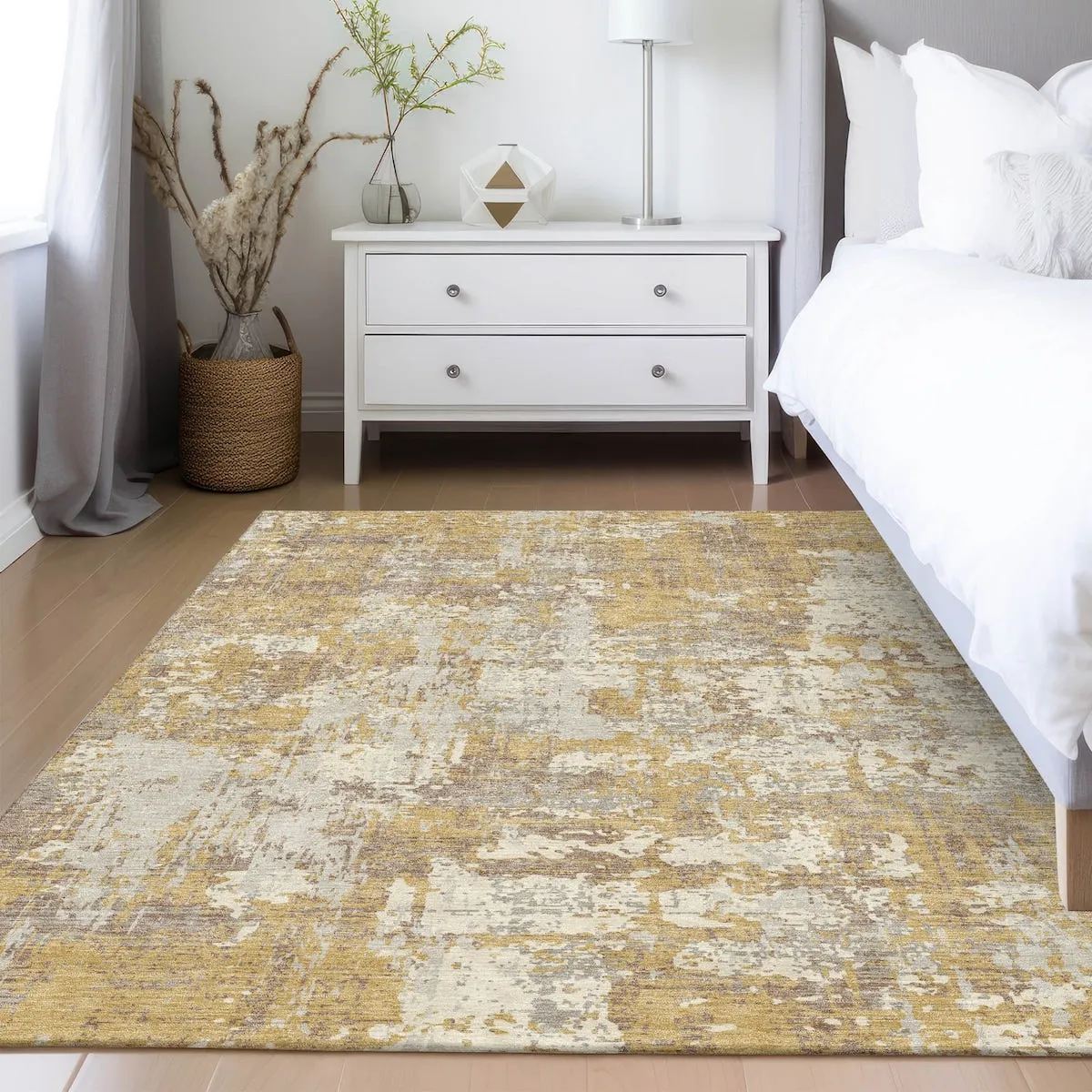 Machine Washable Indoor/ Outdoor Abstract Chantille Rug