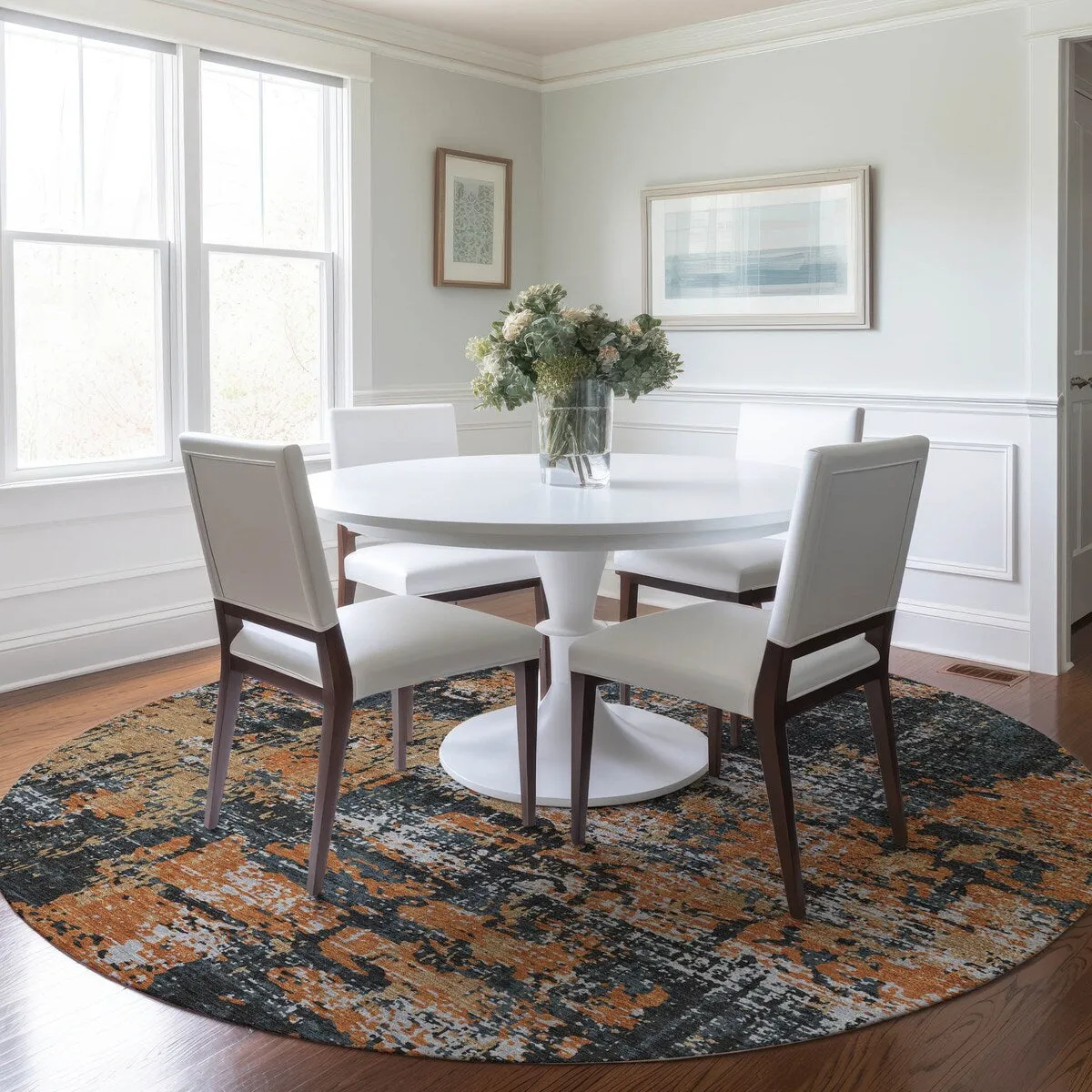Machine Washable Indoor/ Outdoor Abstract Chantille Rug