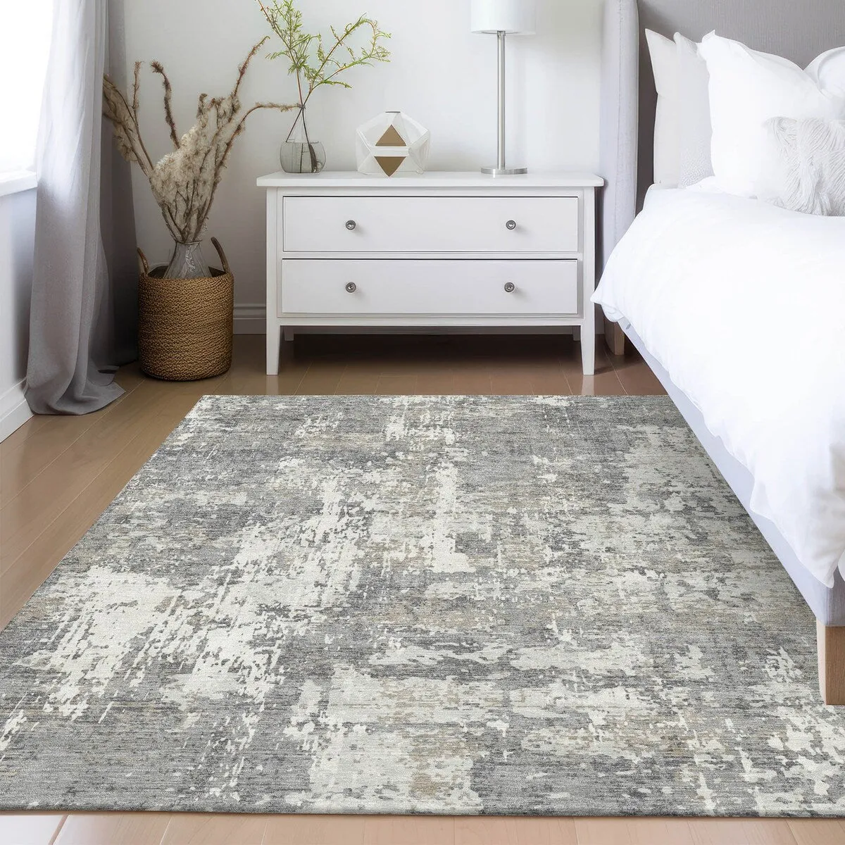 Machine Washable Indoor/ Outdoor Abstract Chantille Rug