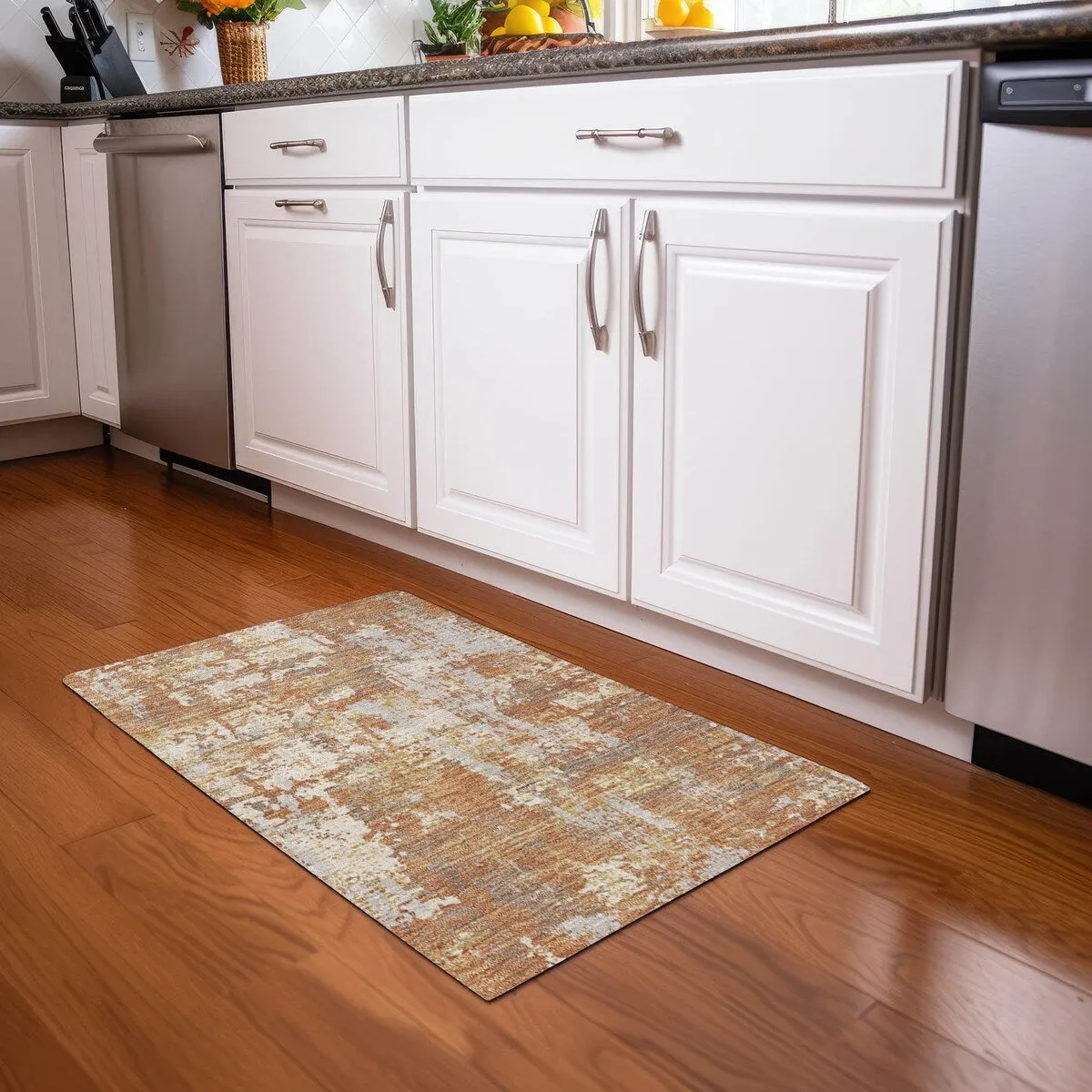 Machine Washable Indoor/ Outdoor Abstract Chantille Rug