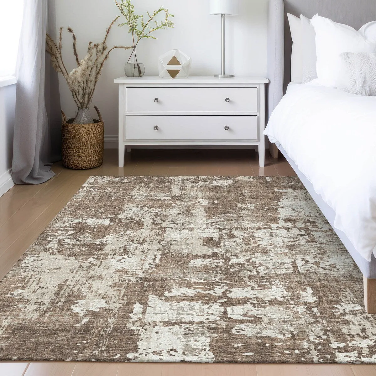 Machine Washable Indoor/ Outdoor Abstract Chantille Rug