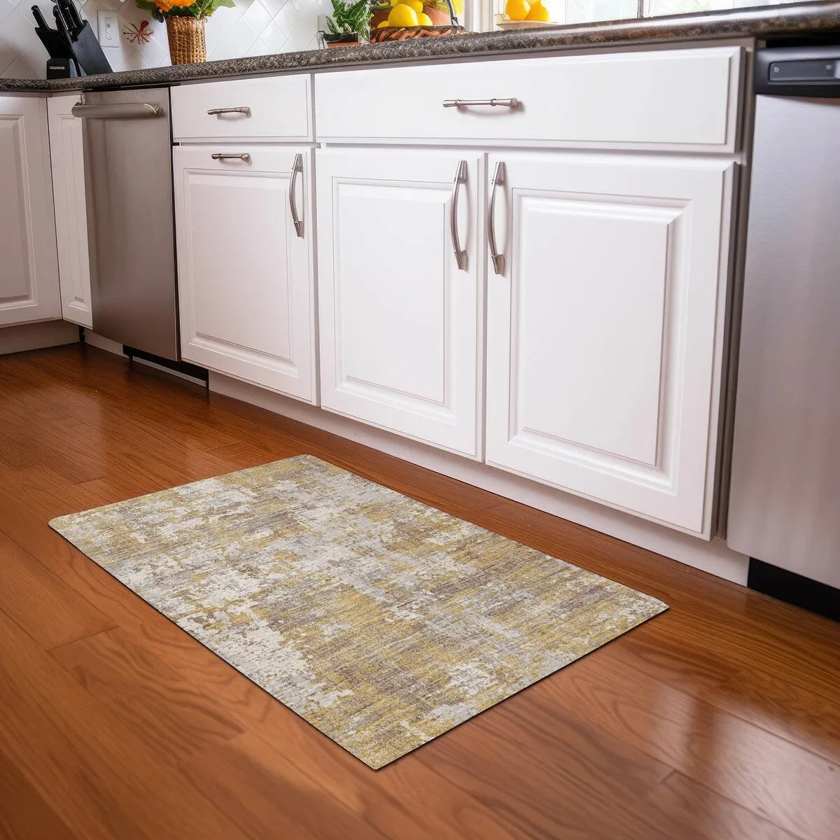 Machine Washable Indoor/ Outdoor Abstract Chantille Rug