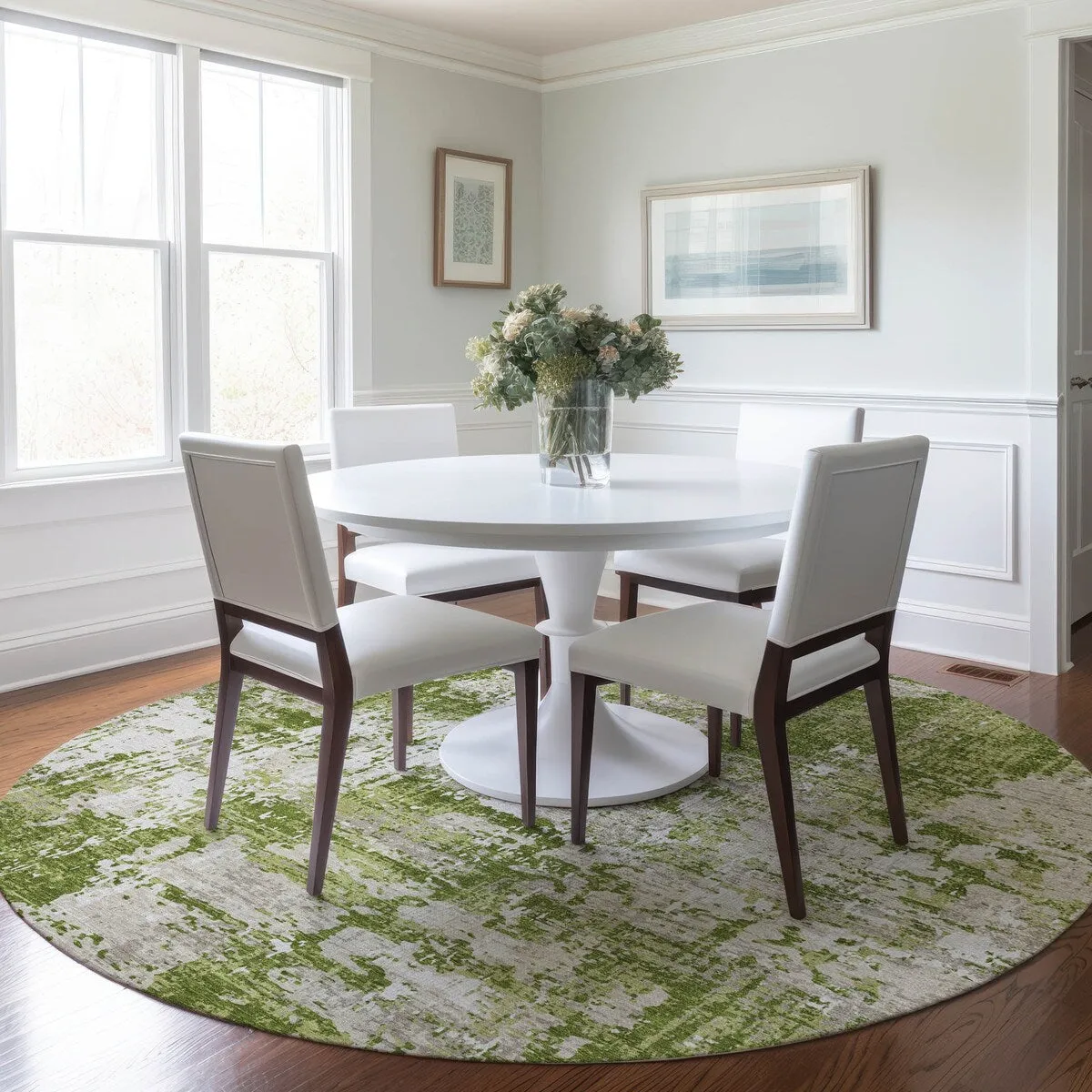Machine Washable Indoor/ Outdoor Abstract Chantille Rug