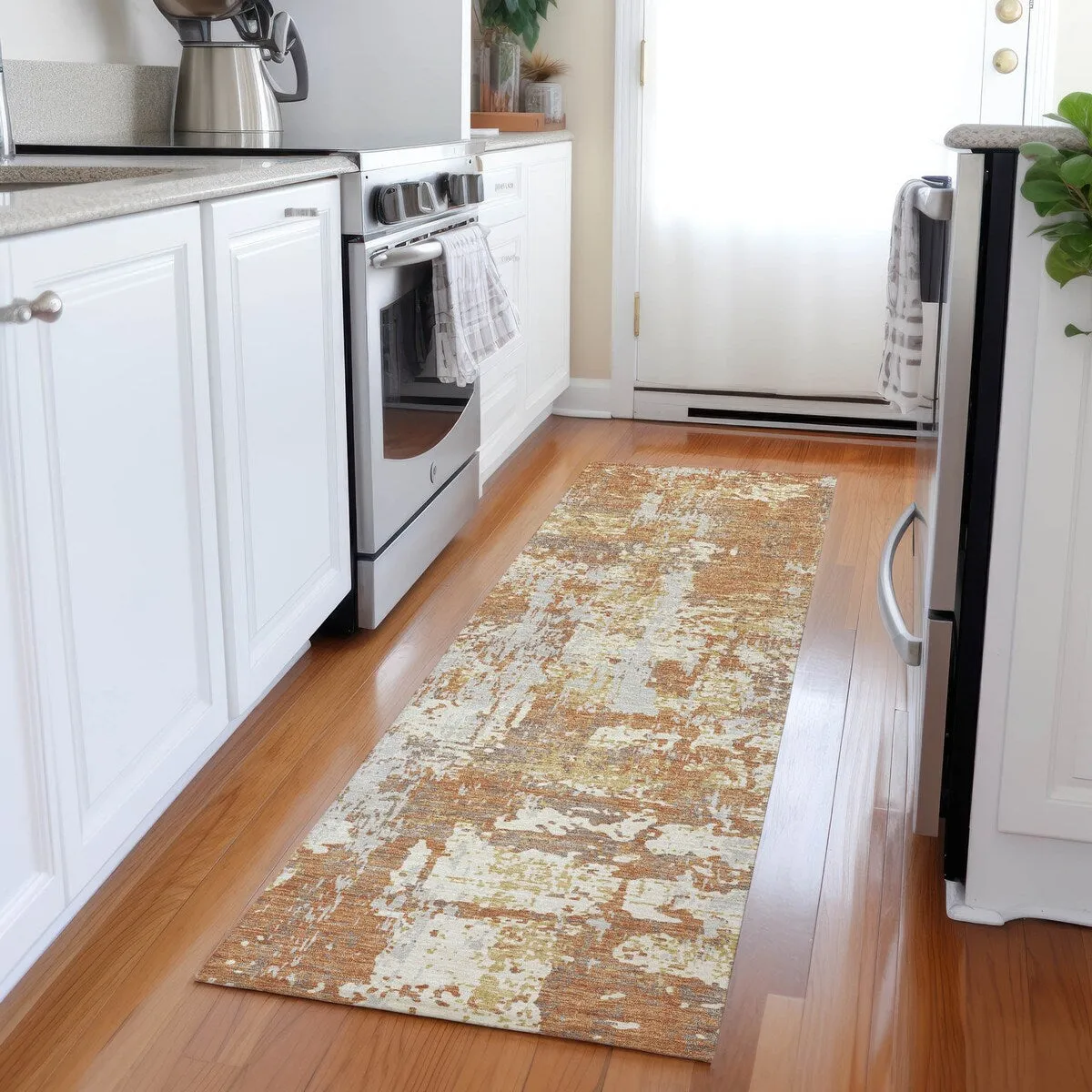 Machine Washable Indoor/ Outdoor Abstract Chantille Rug