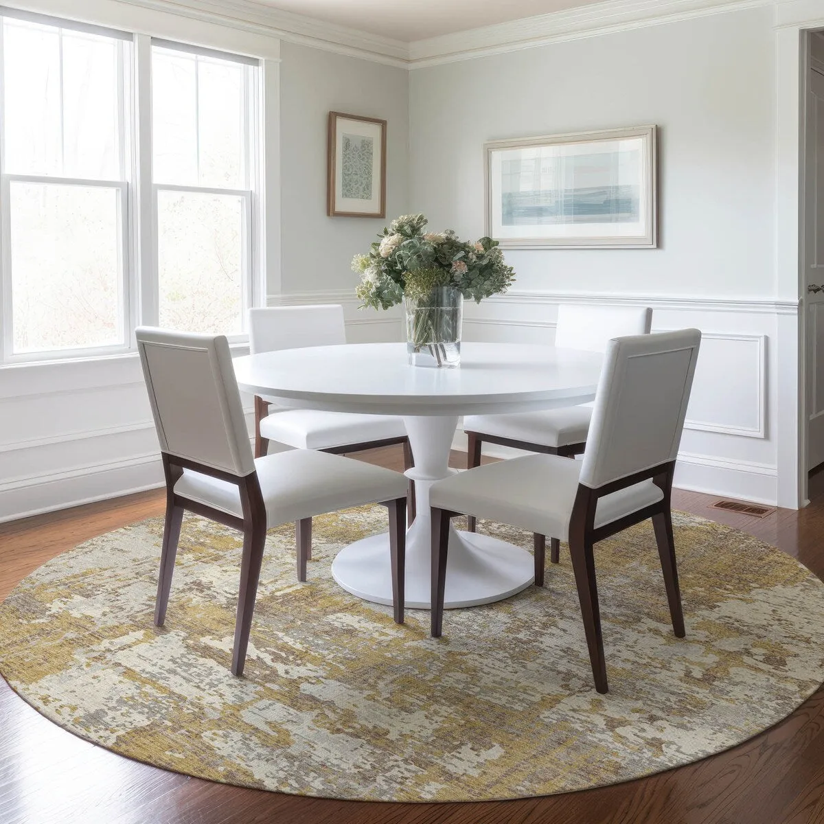 Machine Washable Indoor/ Outdoor Abstract Chantille Rug