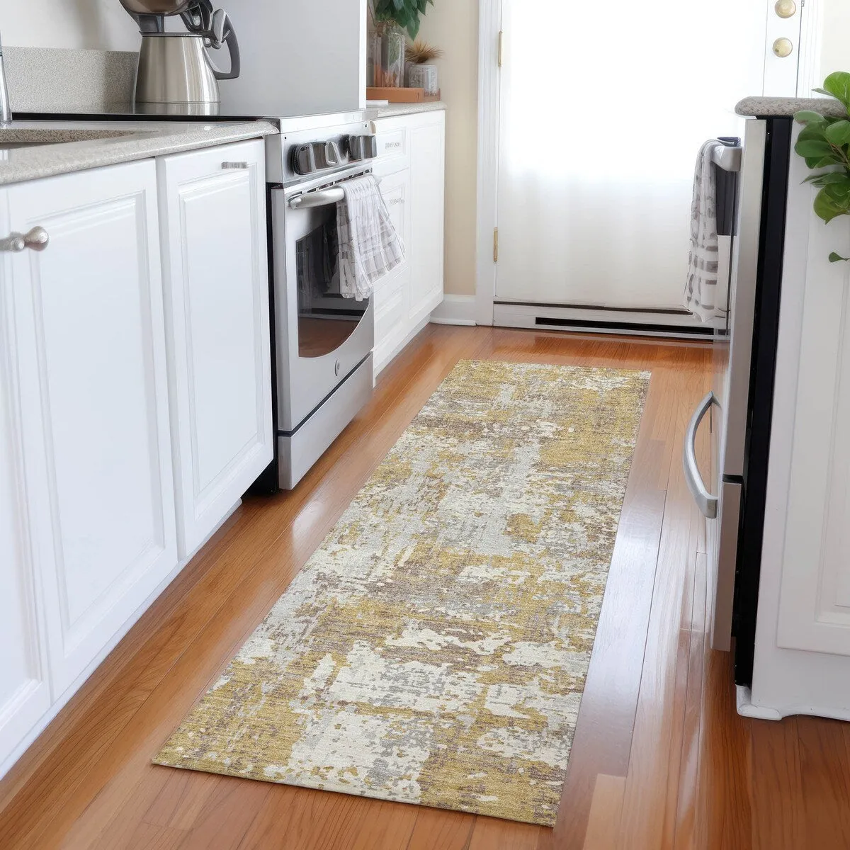 Machine Washable Indoor/ Outdoor Abstract Chantille Rug