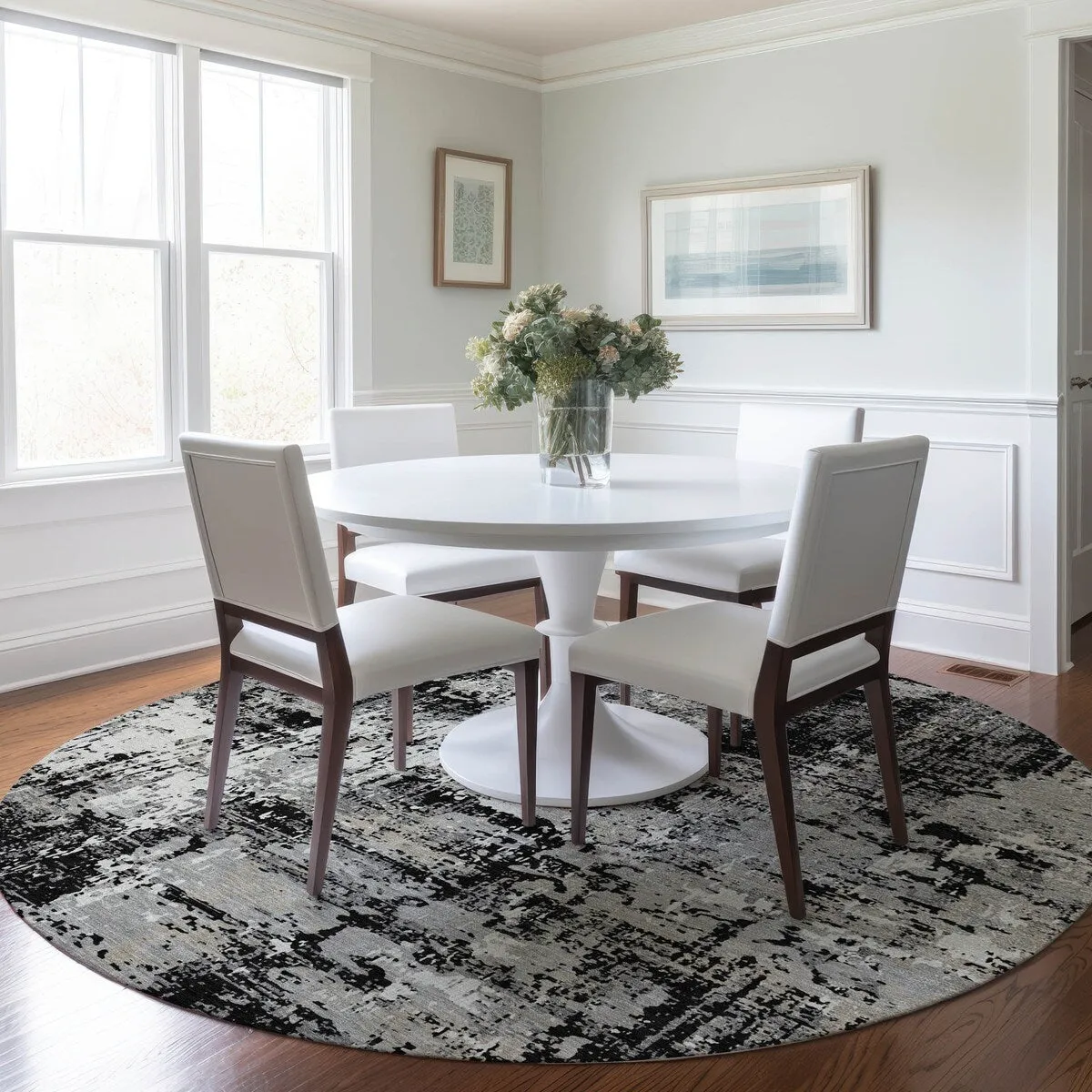 Machine Washable Indoor/ Outdoor Abstract Chantille Rug