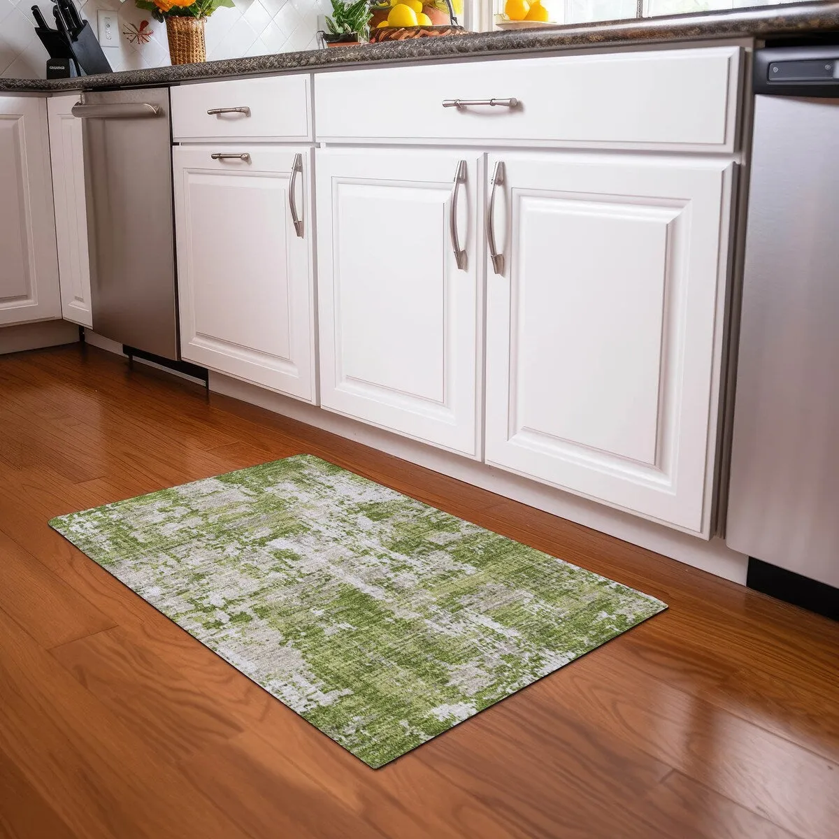 Machine Washable Indoor/ Outdoor Abstract Chantille Rug